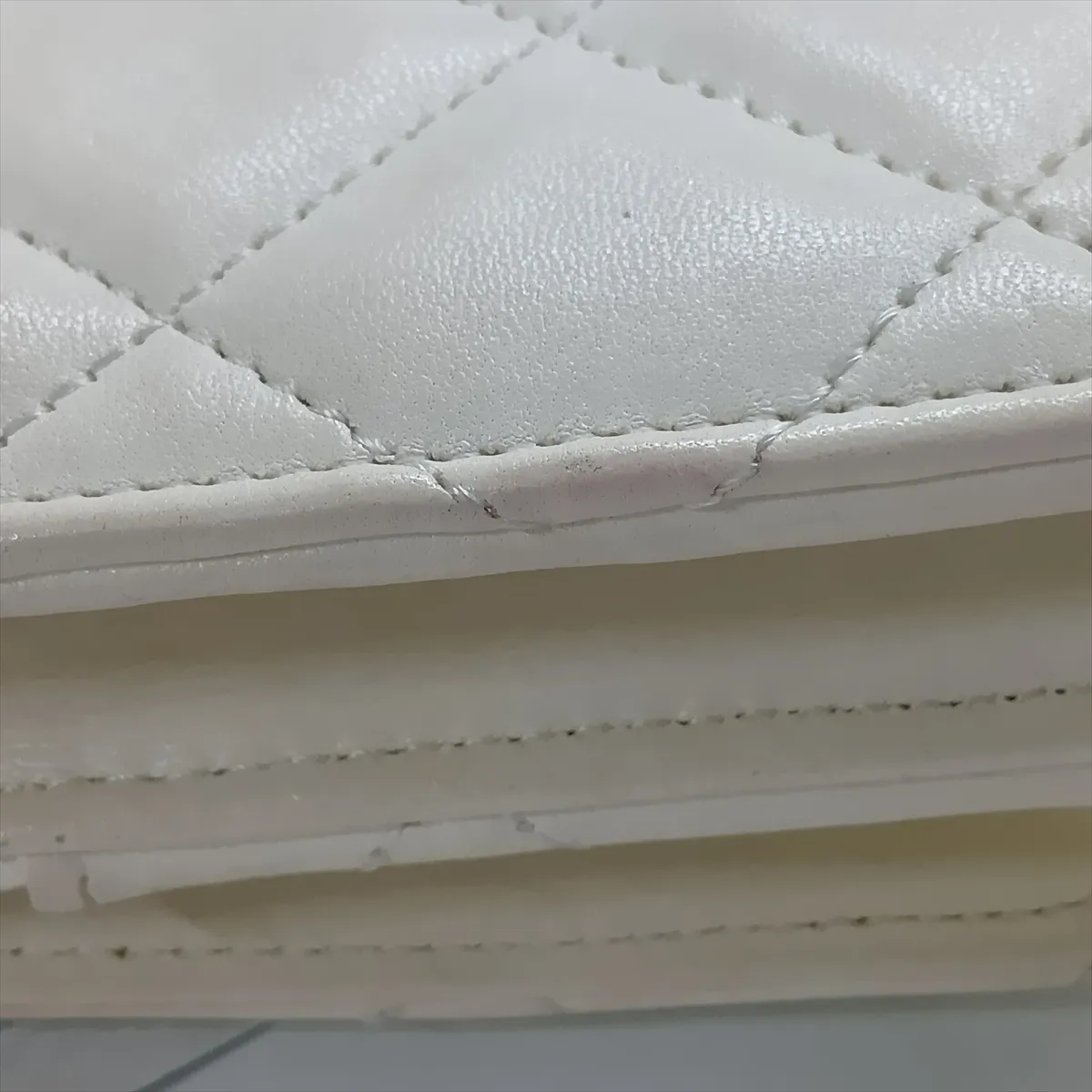 Matelassé Lambskin Chain Wallet, White with Gold Hardware, E186NLX4, Random Plate — view 10