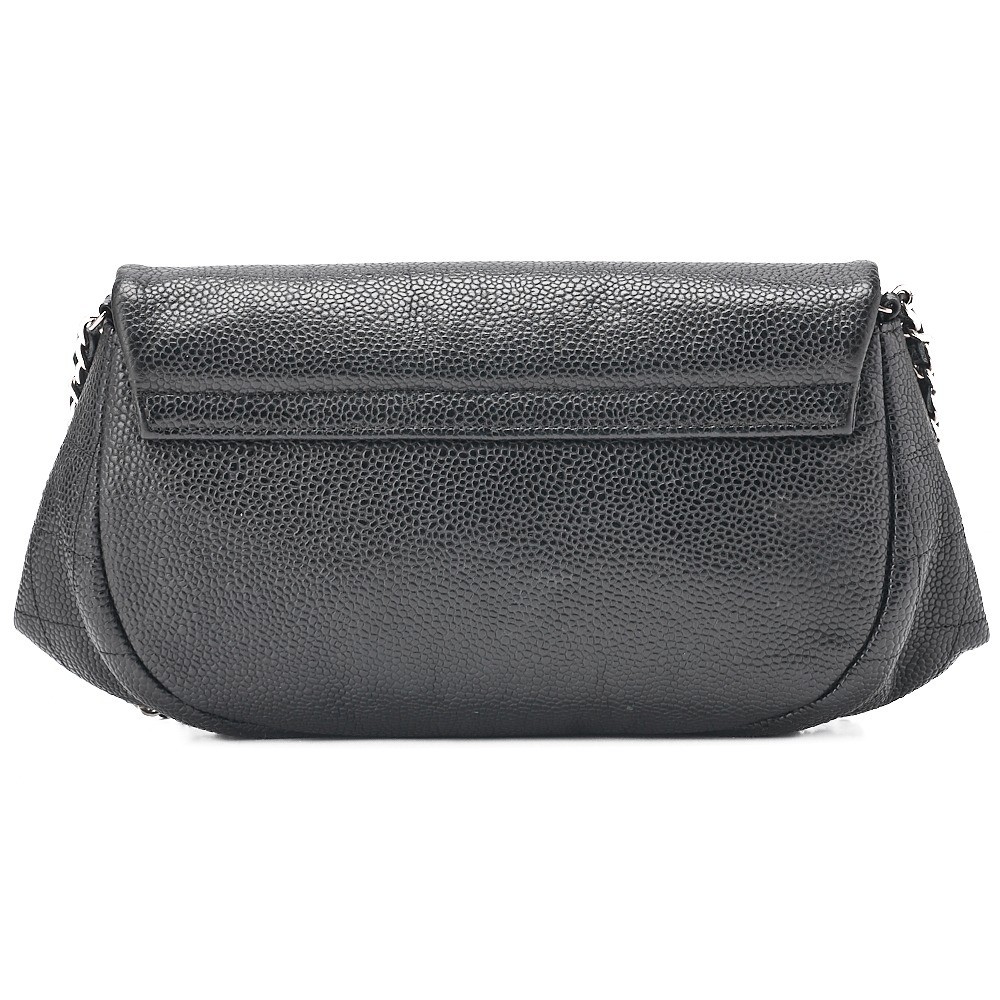 Caviar leather, Coco Mark, half-moon chain wallet, black, silver hardware, size 18 — view 2