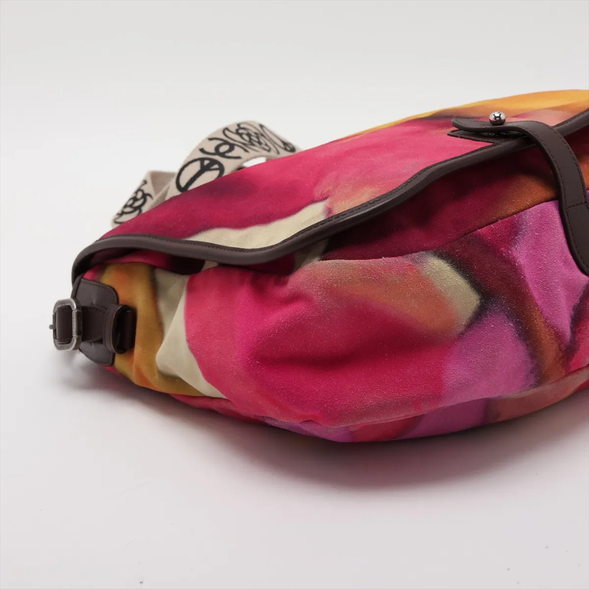Embroidered Suede x Leather Shoulder Bag, Camellia, Multicolor, Silver Hardware, 20988219 (Serial Number in the 20s) — view 4