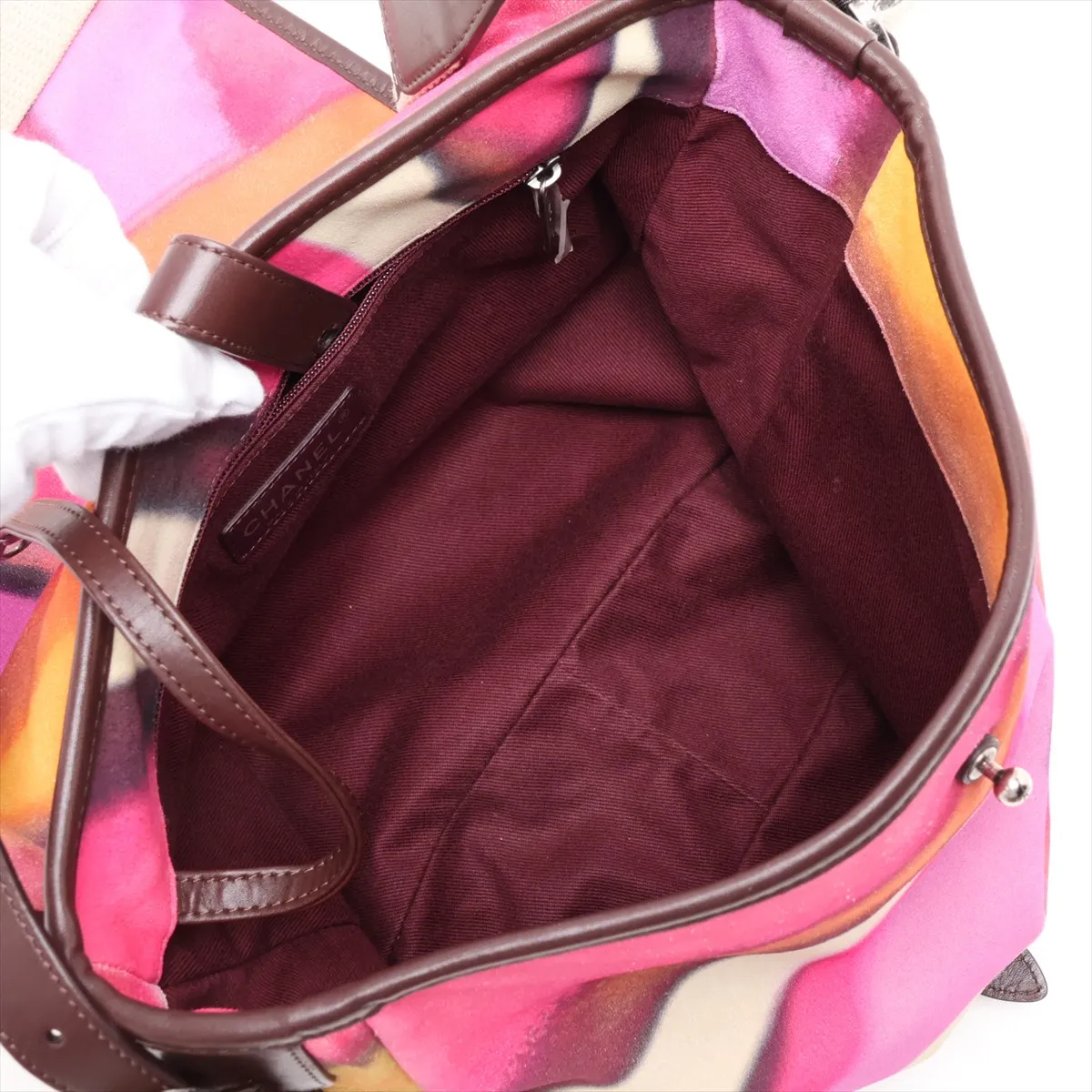Embroidered Suede x Leather Shoulder Bag, Camellia, Multicolor, Silver Hardware, 20988219 (Serial Number in the 20s) — view 6