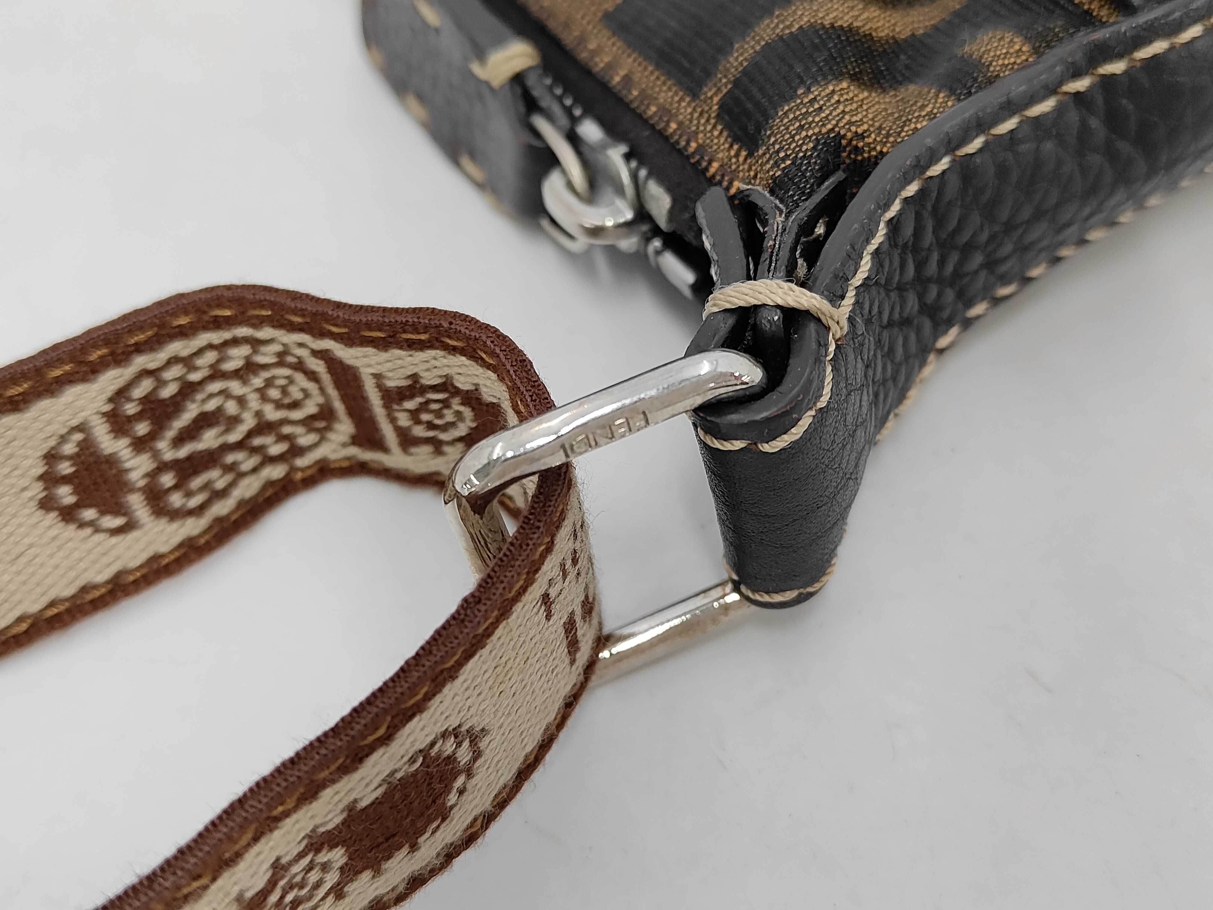 Zucca pattern shoulder bag, Zucca Selleria nylon canvas and leather shoulder bag — view 7