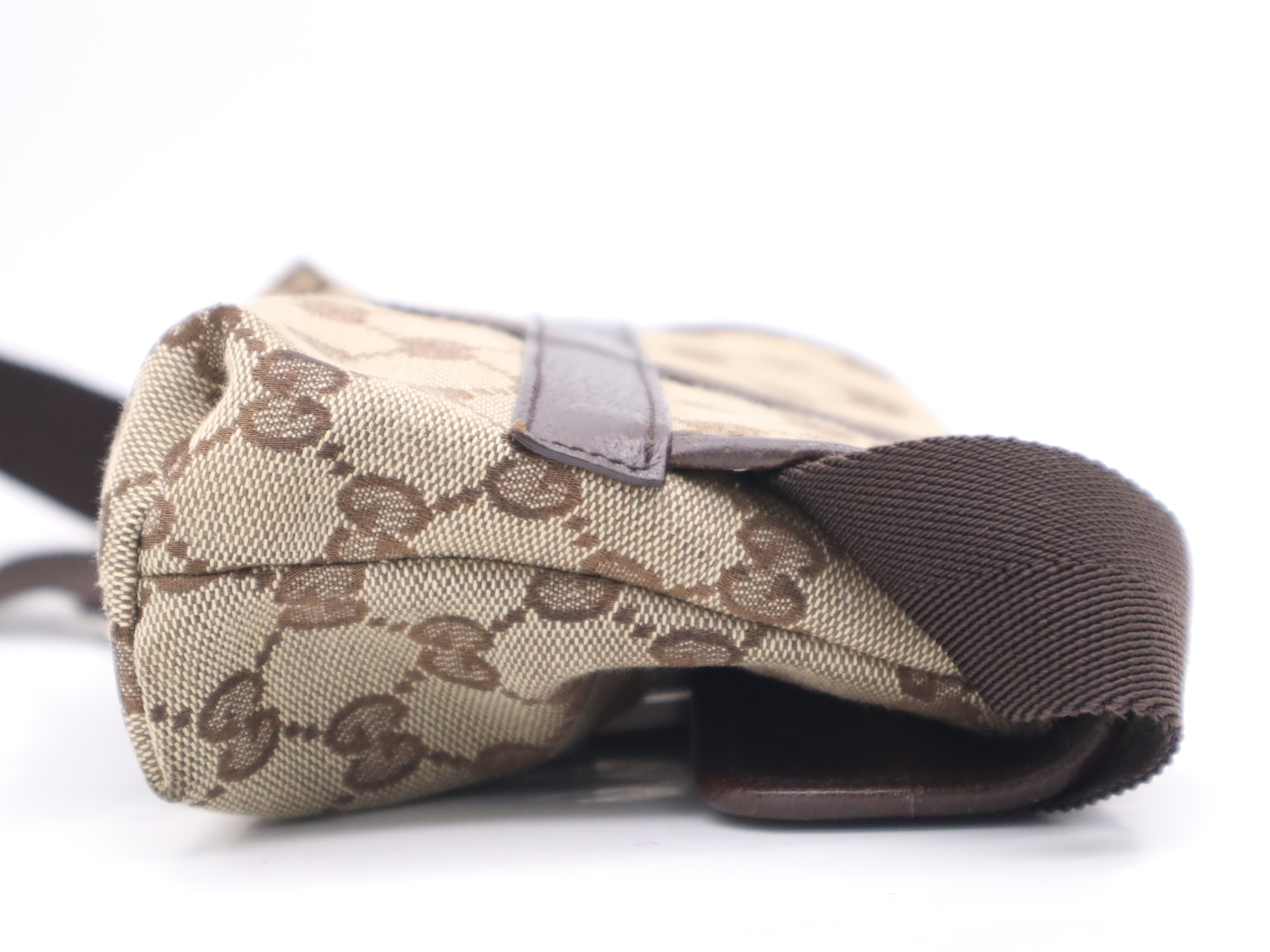 131236 Canvas GG Canvas Body Bag Beige Silver Hardware Waist Bag — view 5