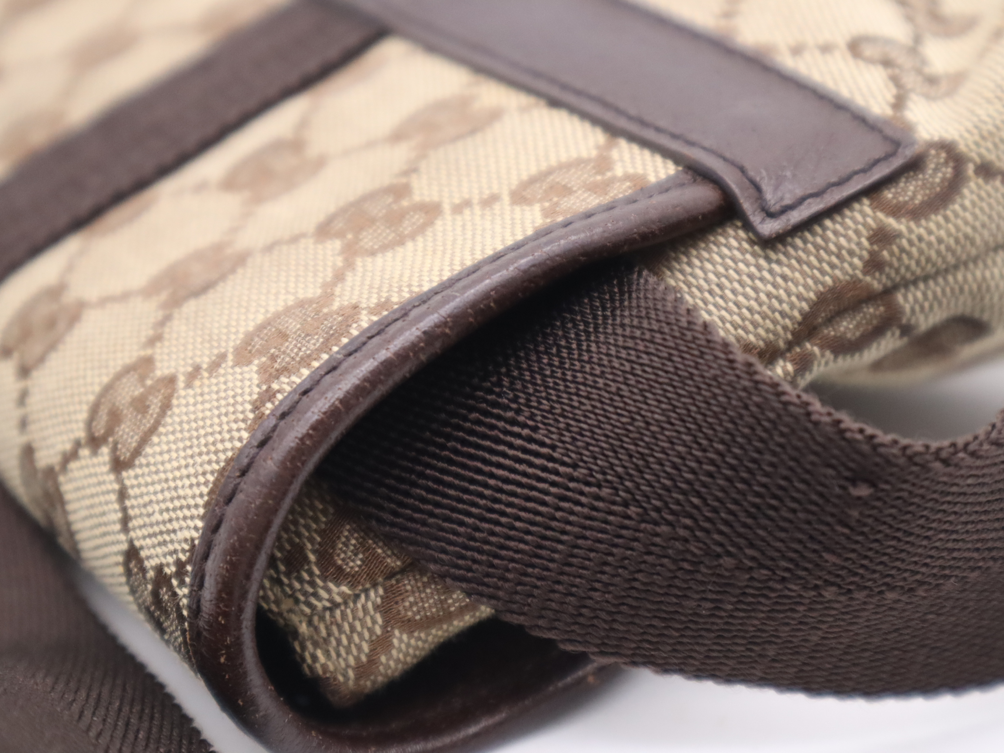 131236 Canvas GG Canvas Body Bag Beige Silver Hardware Waist Bag — view 8