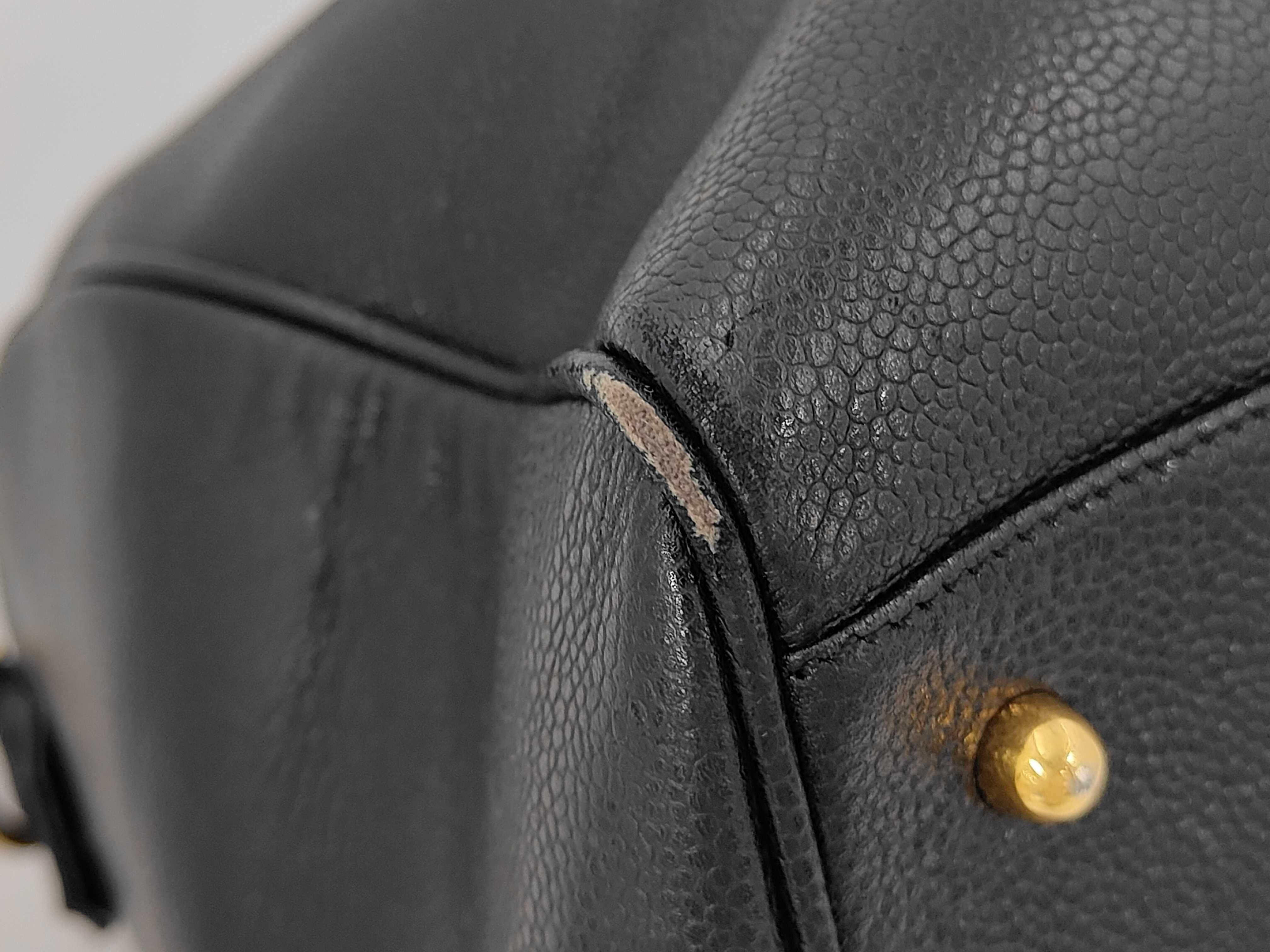 Coco Mark Boston Bag, Caviar Leather, Black, with seal, 3496408, includes guarantee, clochette, padlock, but the zipper pull is torn. — view 3