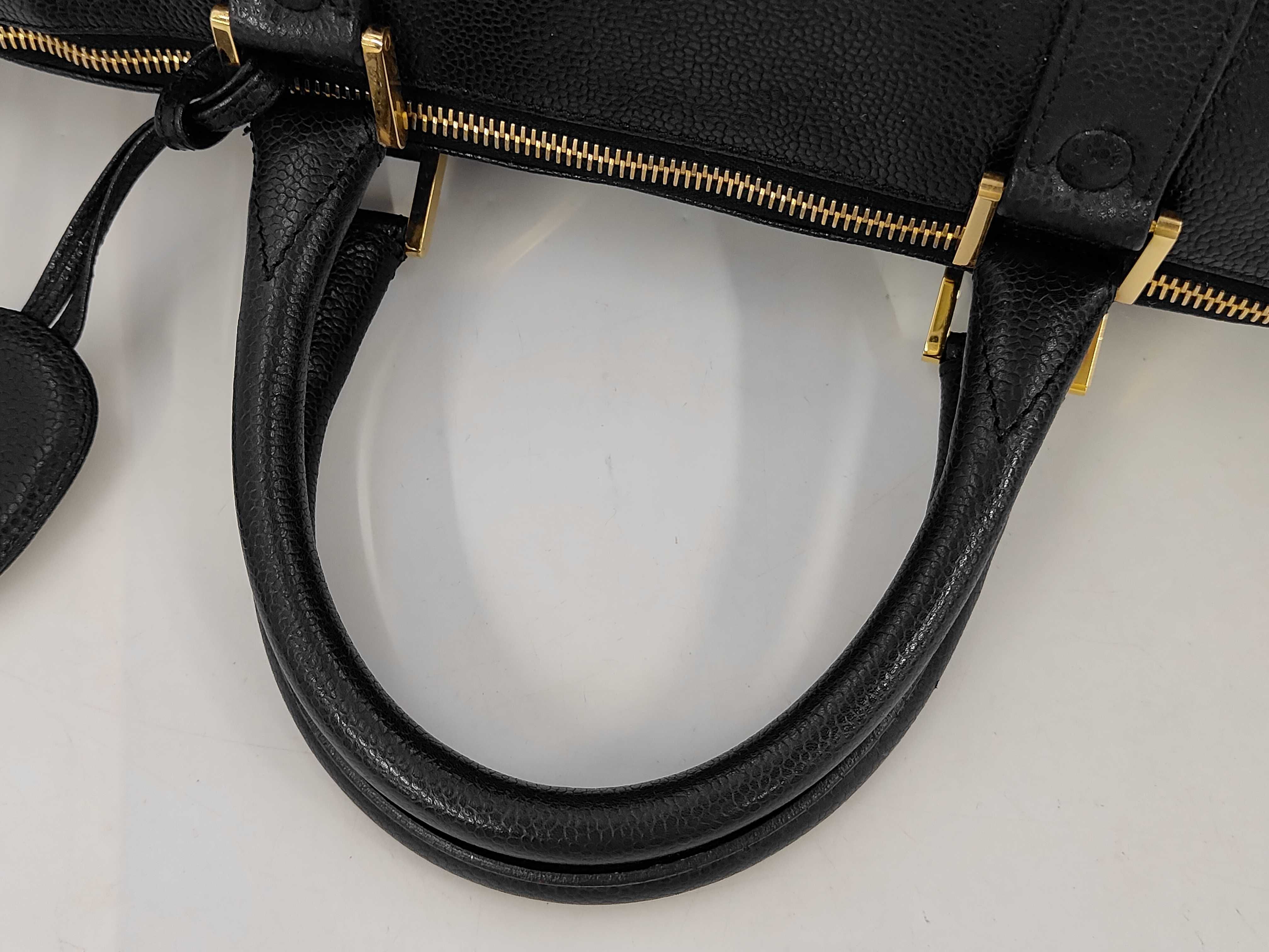 Coco Mark Boston Bag, Caviar Leather, Black, with seal, 3496408, includes guarantee, clochette, padlock, but the zipper pull is torn. — view 5