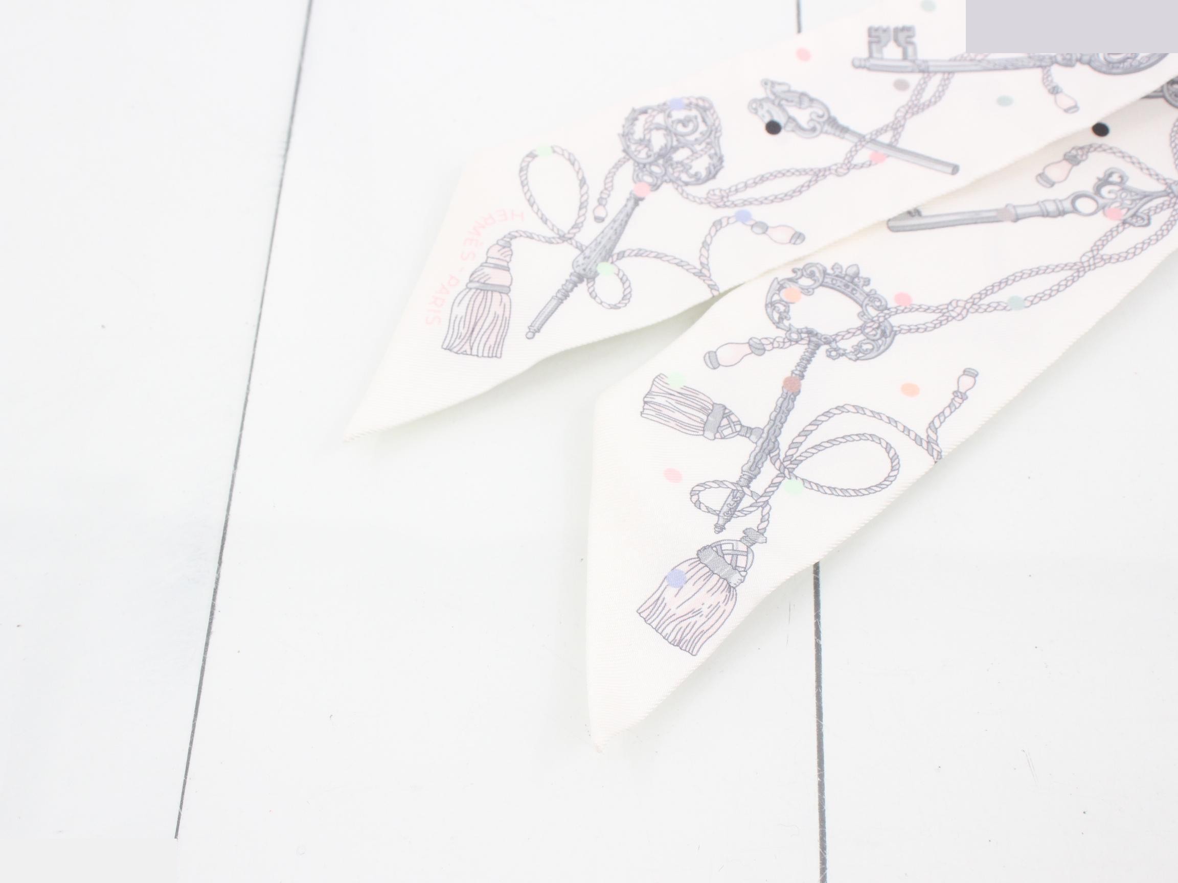 Twilly scarf, key and dot design, unused, with tags and box. — view 3