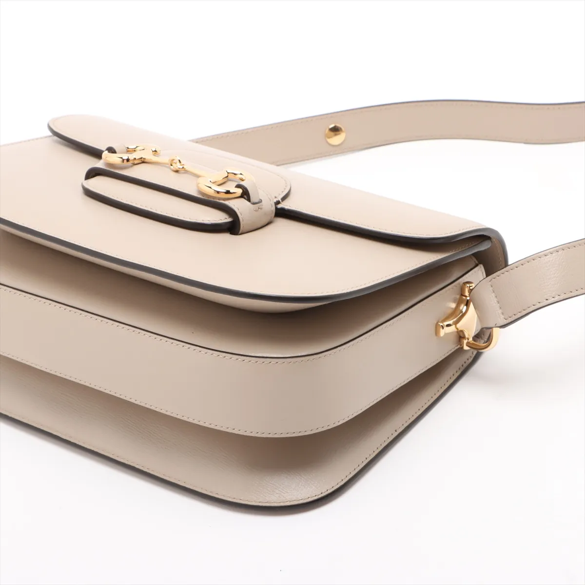 Horsebit 1955 Leather Shoulder Bag, Beige, 602204 — view 3