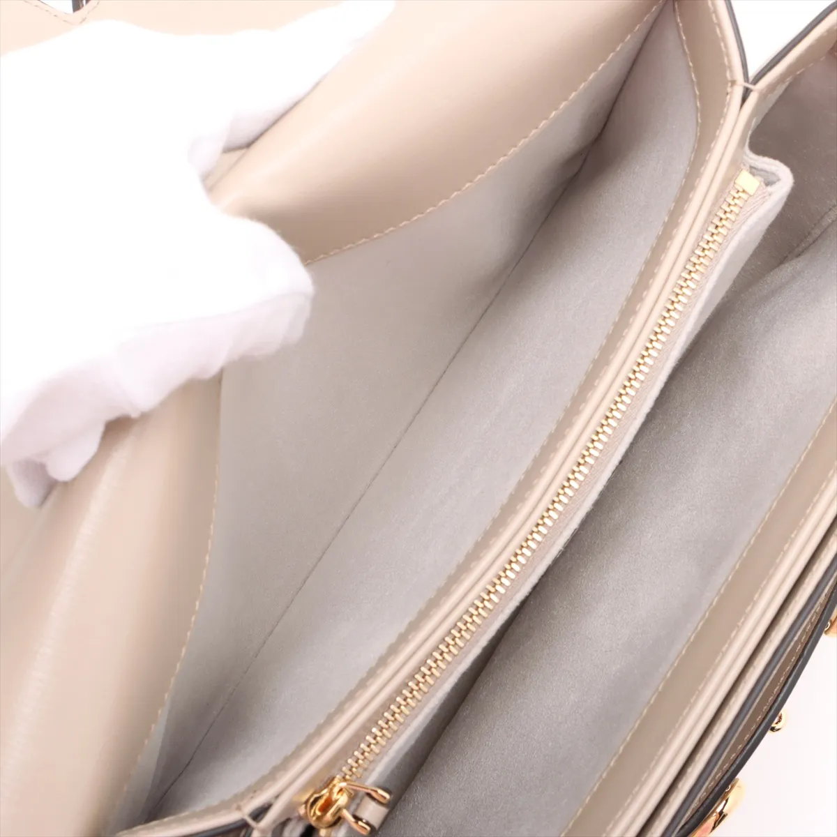 Horsebit 1955 Leather Shoulder Bag, Beige, 602204 — view 7