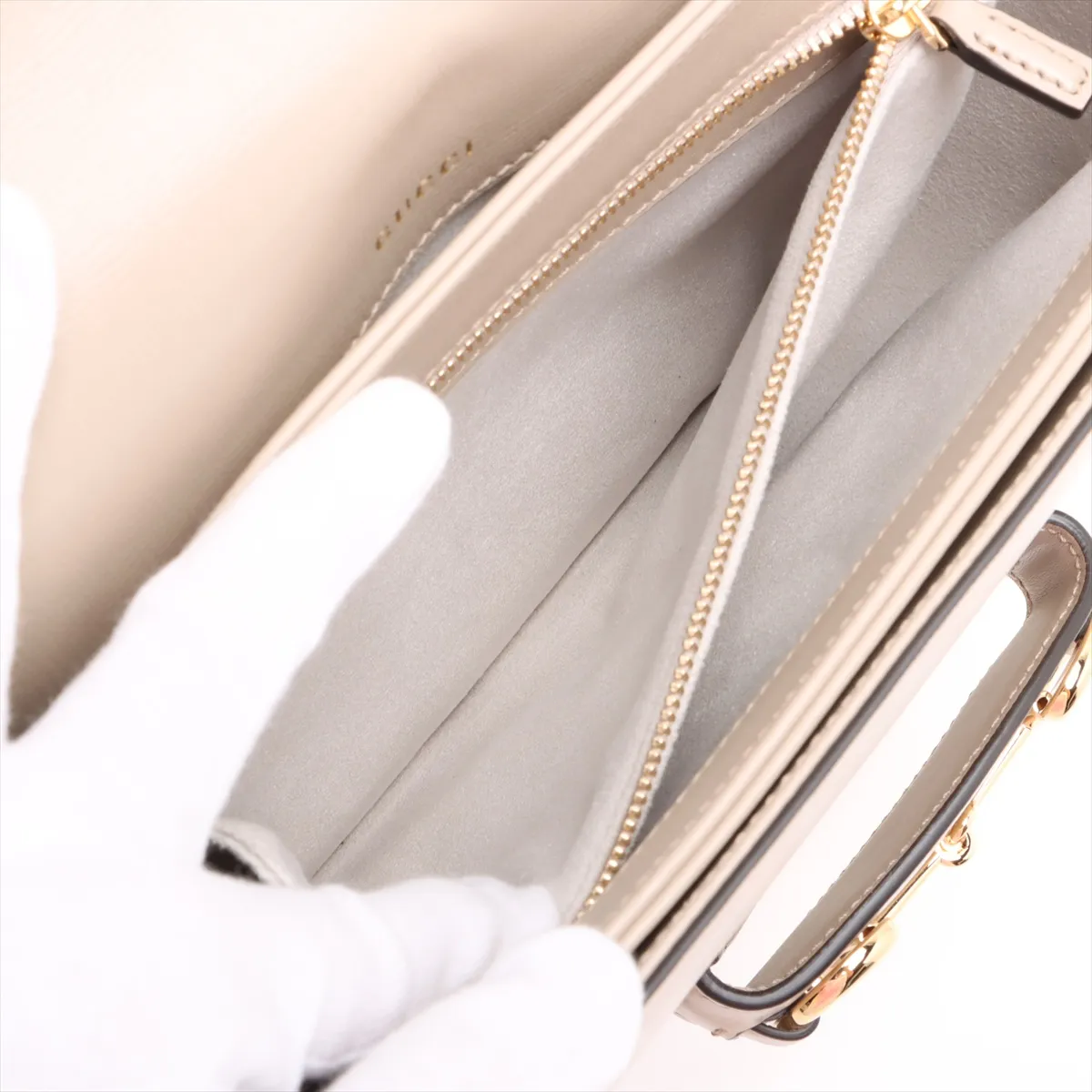 Horsebit 1955 Leather Shoulder Bag, Beige, 602204 — view 8