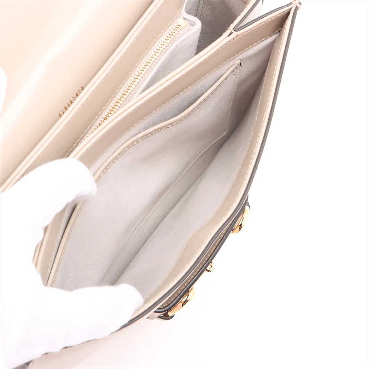 Horsebit 1955 Leather Shoulder Bag, Beige, 602204 — view 9