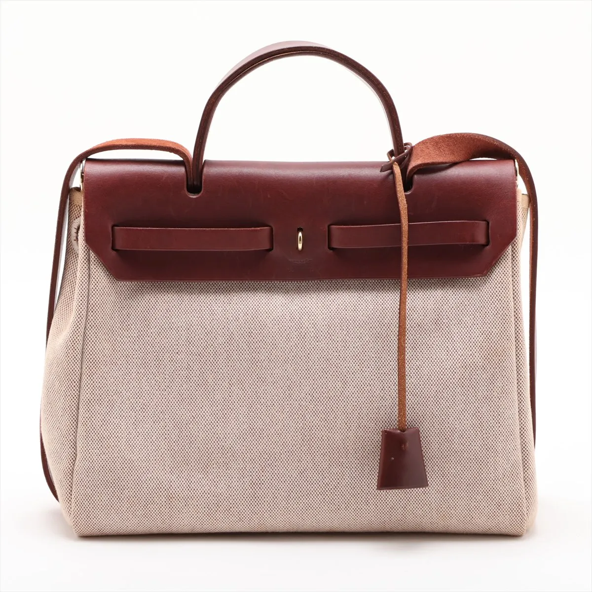 Herbag PM Toile H x Vache Hunter Beige x Brown Gold Hardware E: 2001 — view 2