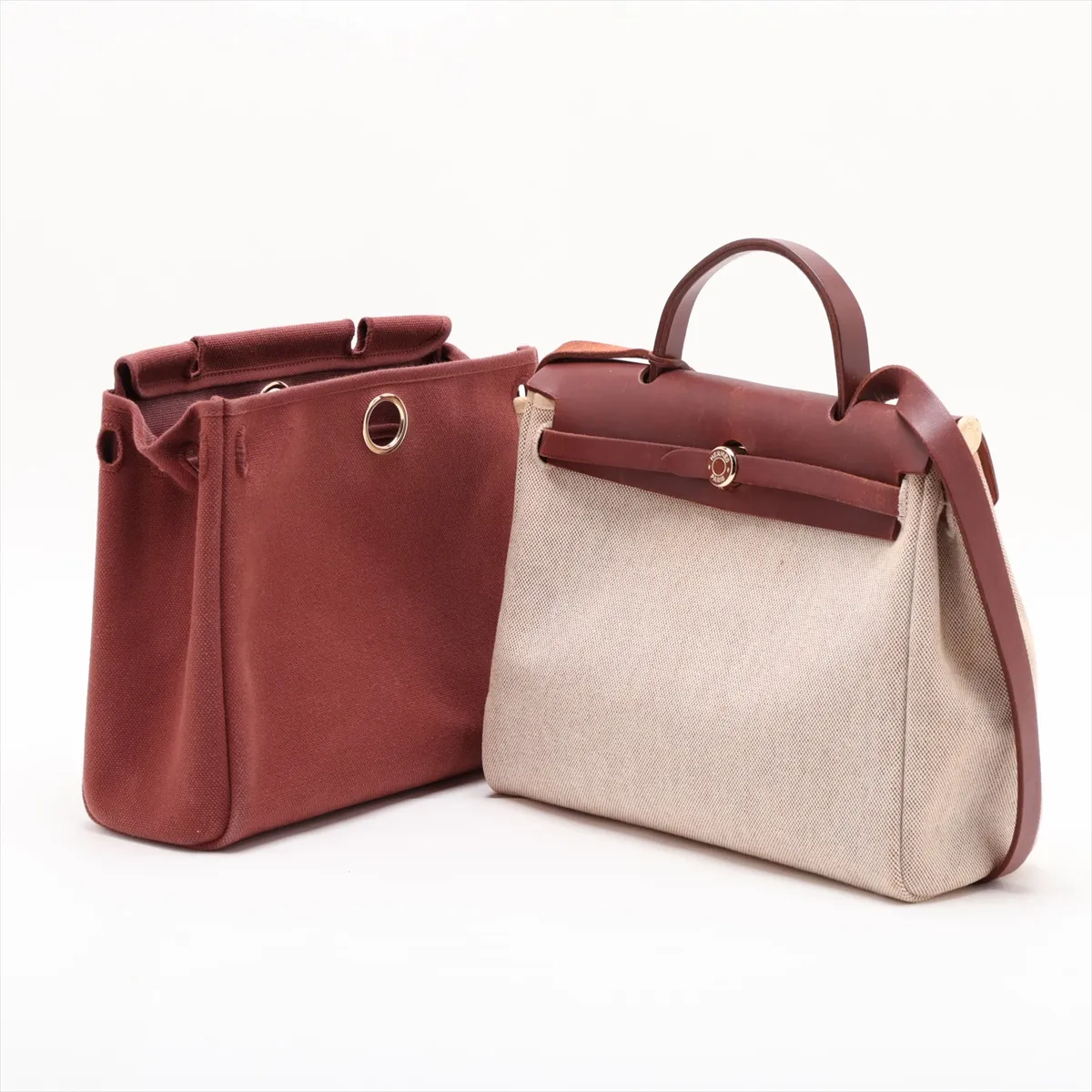 Herbag PM Toile H x Vache Hunter Beige x Brown Gold Hardware E: 2001 — view 12