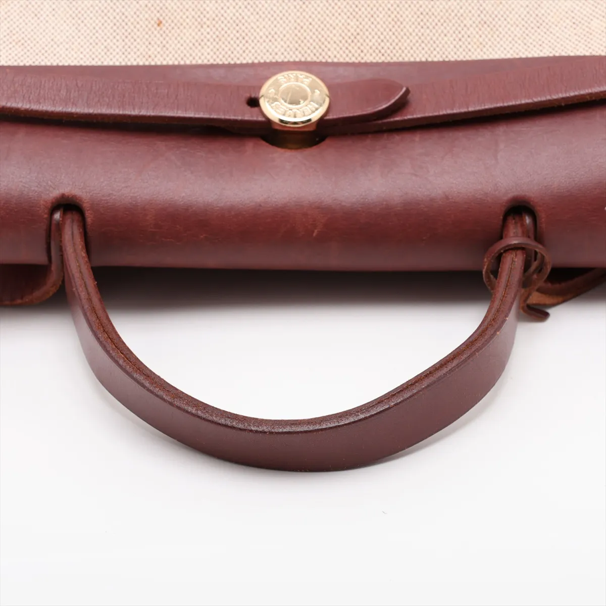 Herbag PM Toile H x Vache Hunter Beige x Brown Gold Hardware E: 2001 — view 5
