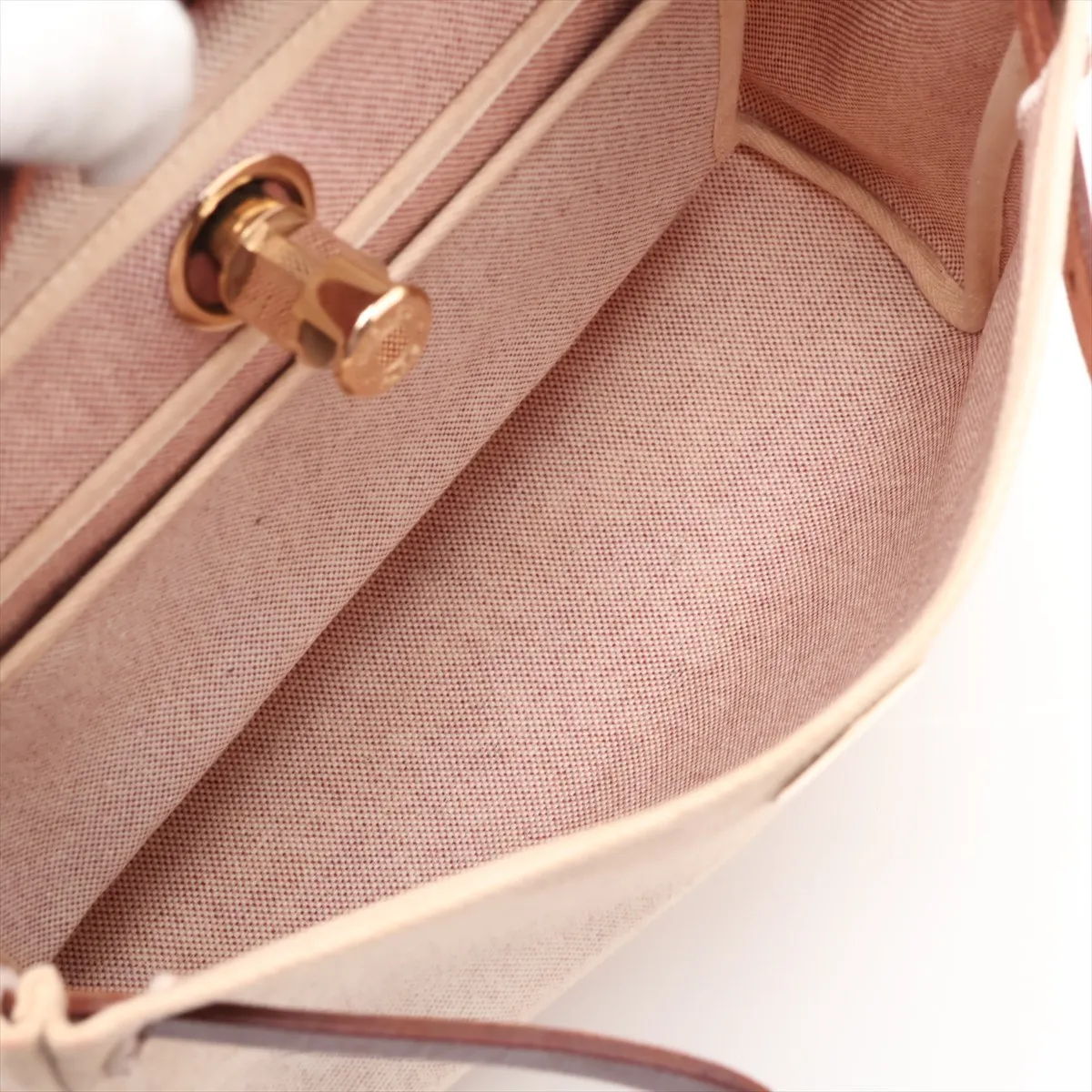 Herbag PM Toile H x Vache Hunter Beige x Brown Gold Hardware E: 2001 — view 8
