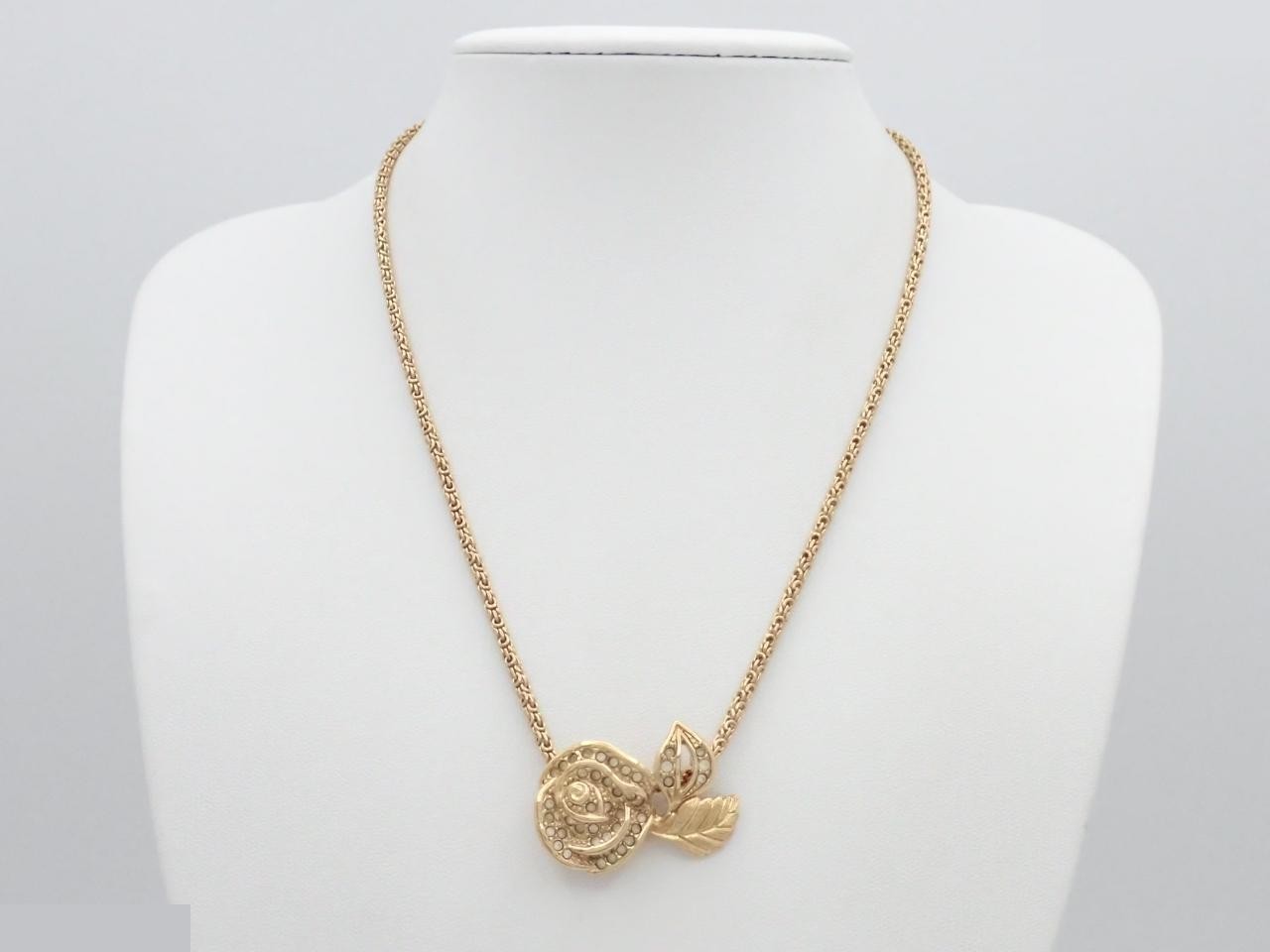 Rose Rhinestone Gold Necklace — view 3