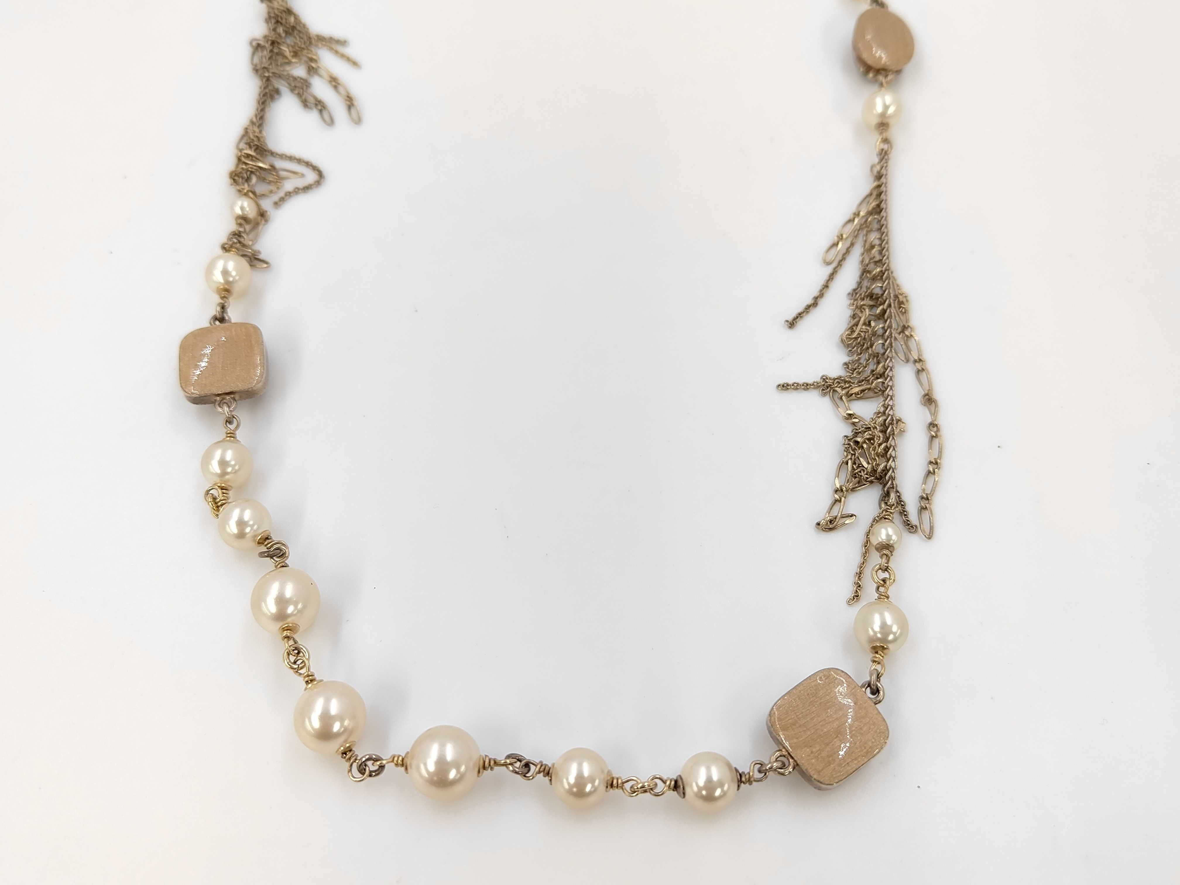 Long Necklace, Faux Pearl, Gold Bracelet/Bangle — view 2