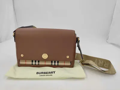 BAG LONDON LEATHER SHOULDER MESSENGER CHECKED BROWN Shoulder Bag