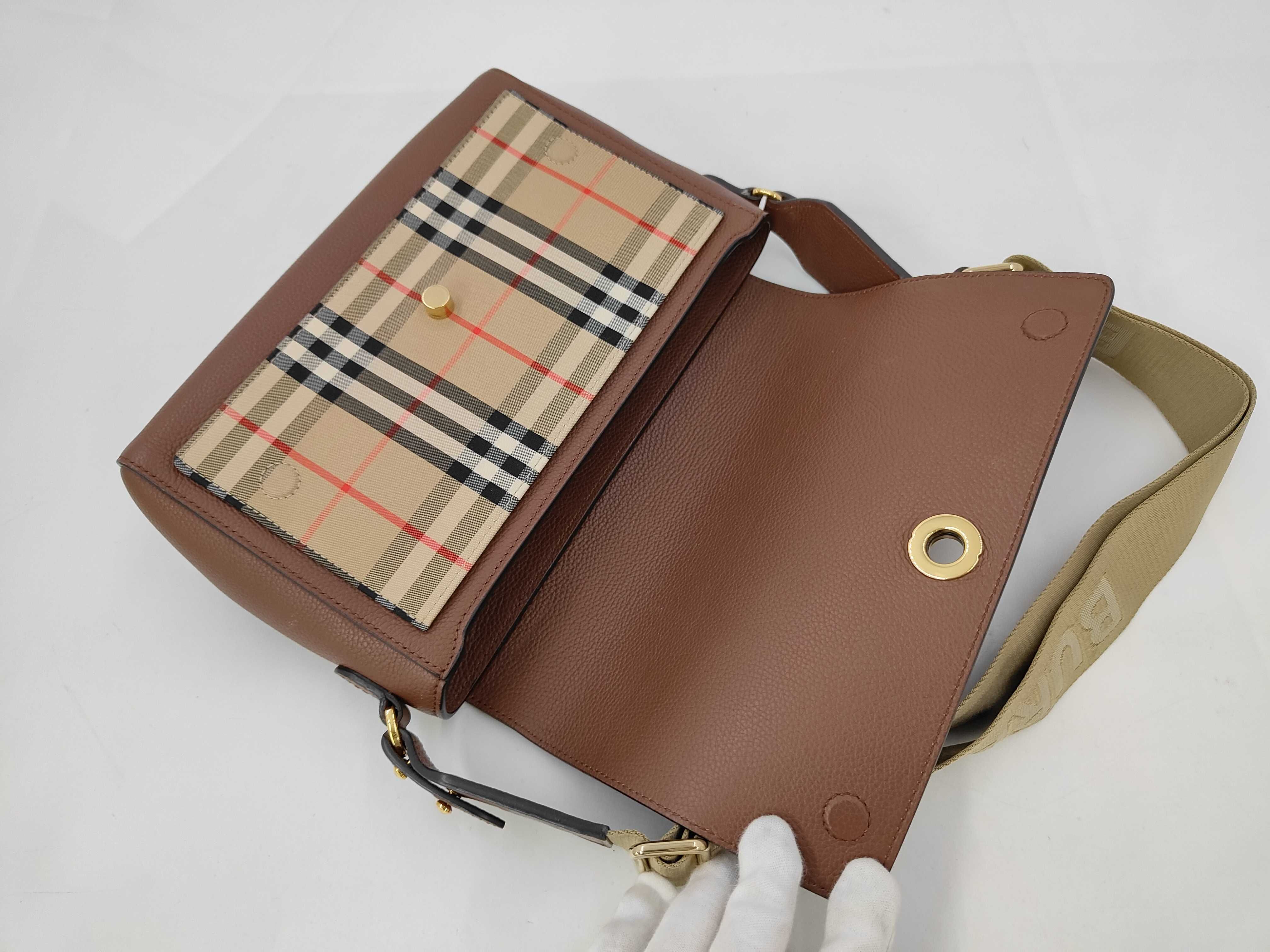 BAG LONDON LEATHER SHOULDER MESSENGER CHECKED BROWN Shoulder Bag — view 8