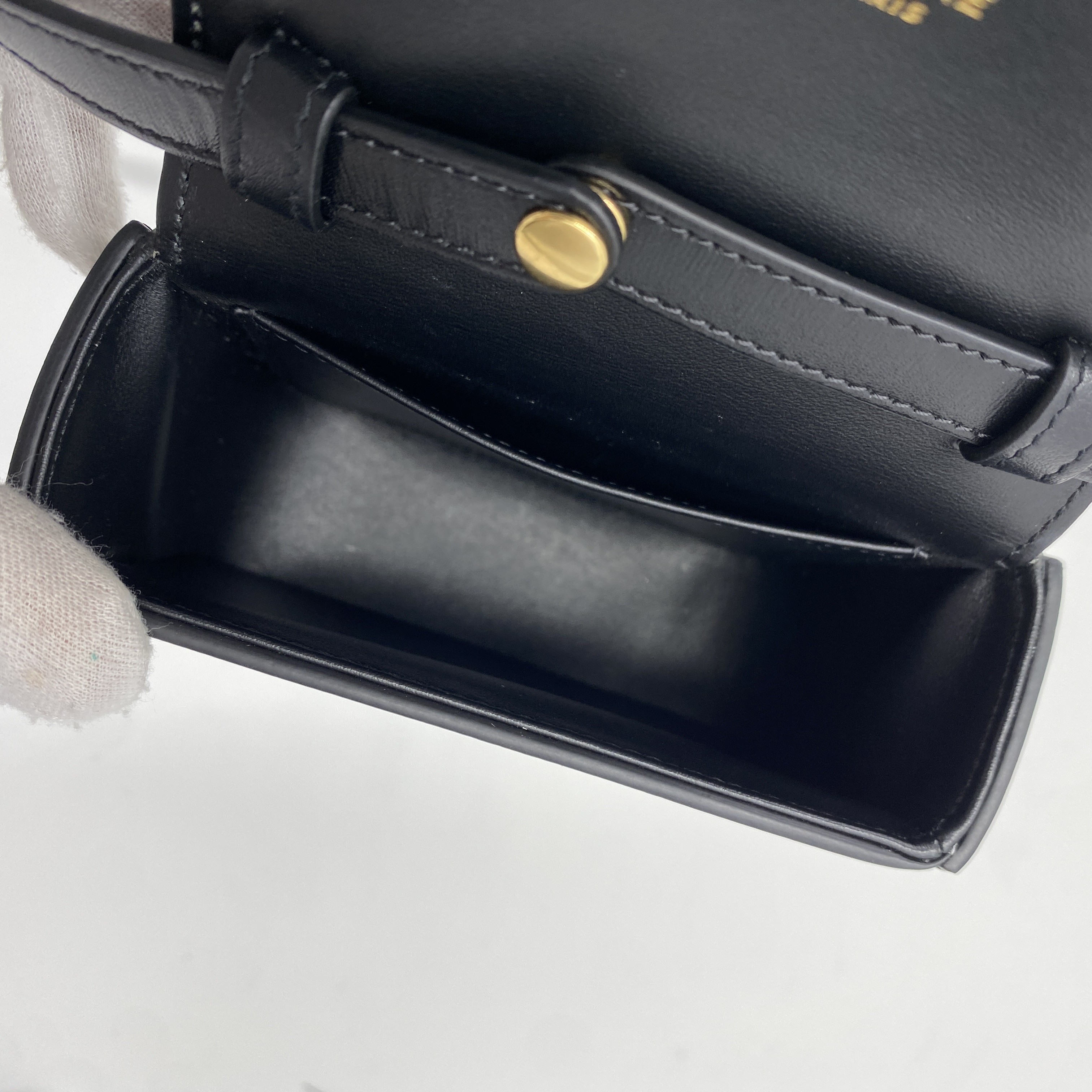 Triomphe Mini Claude Leather Shoulder Bag, Black — view 3