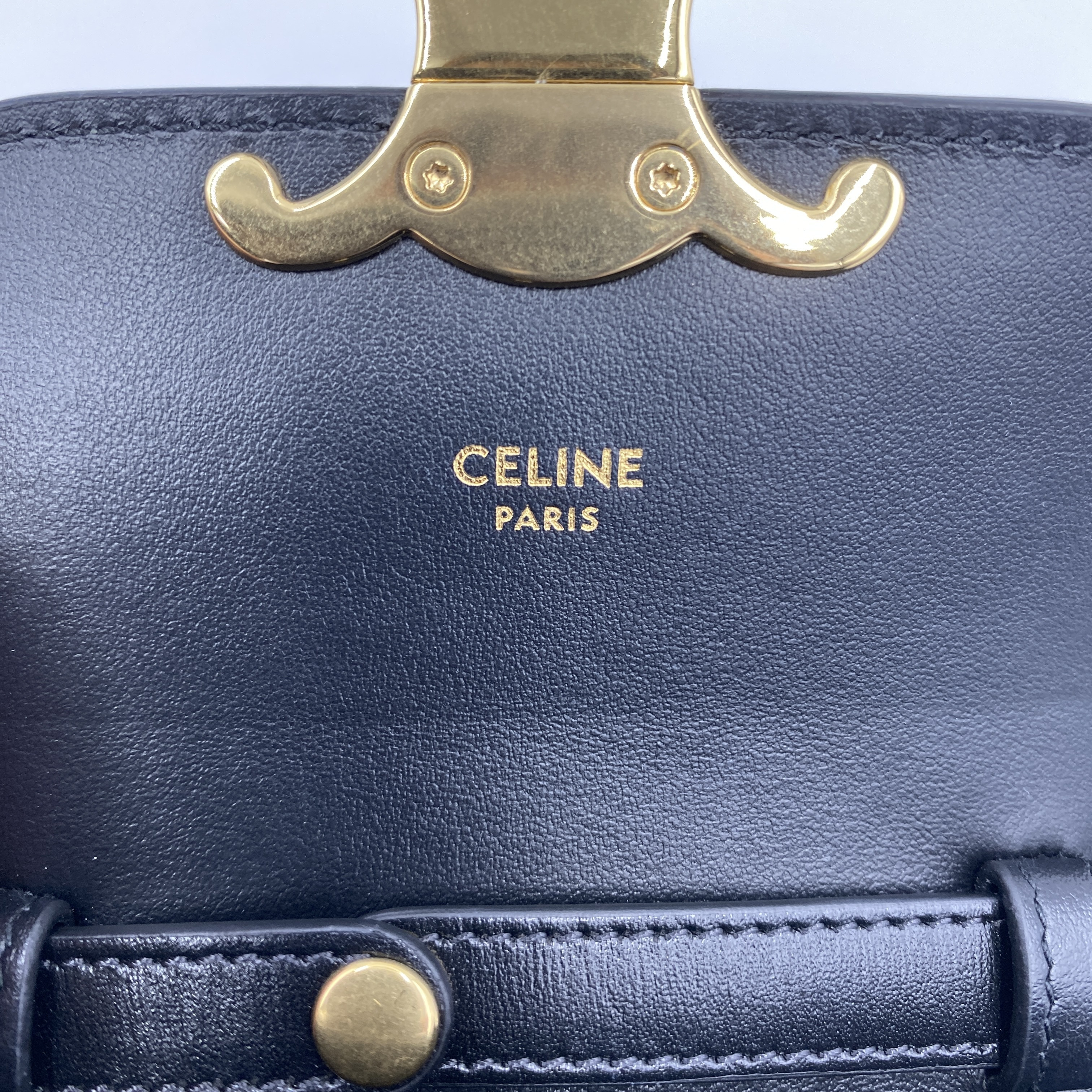 Triomphe Mini Claude Leather Shoulder Bag, Black — view 4