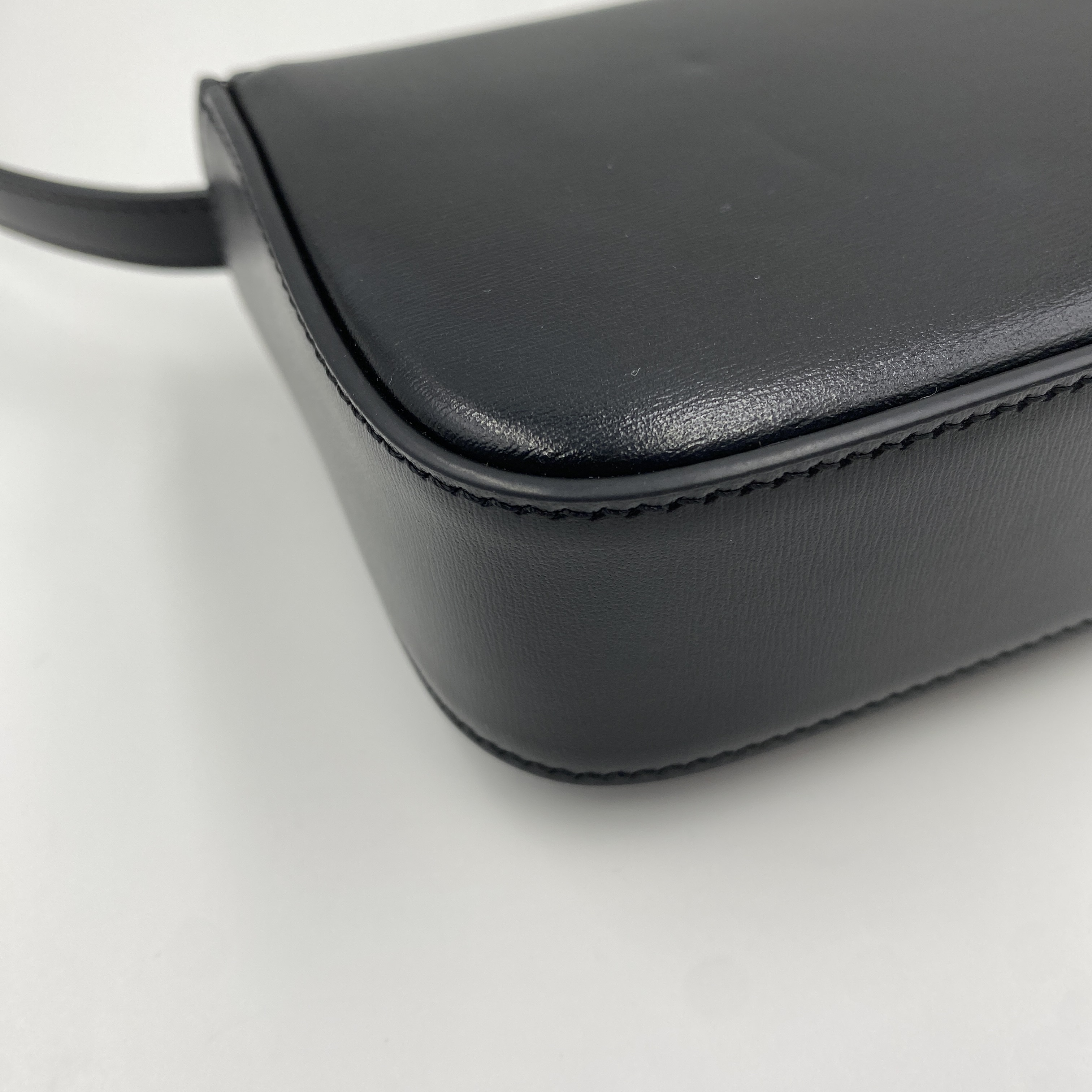 Triomphe Mini Claude Leather Shoulder Bag, Black — view 7