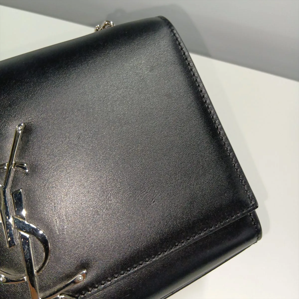 Classic Kate 474366 Leather Chain Shoulder Bag, Black — view 13