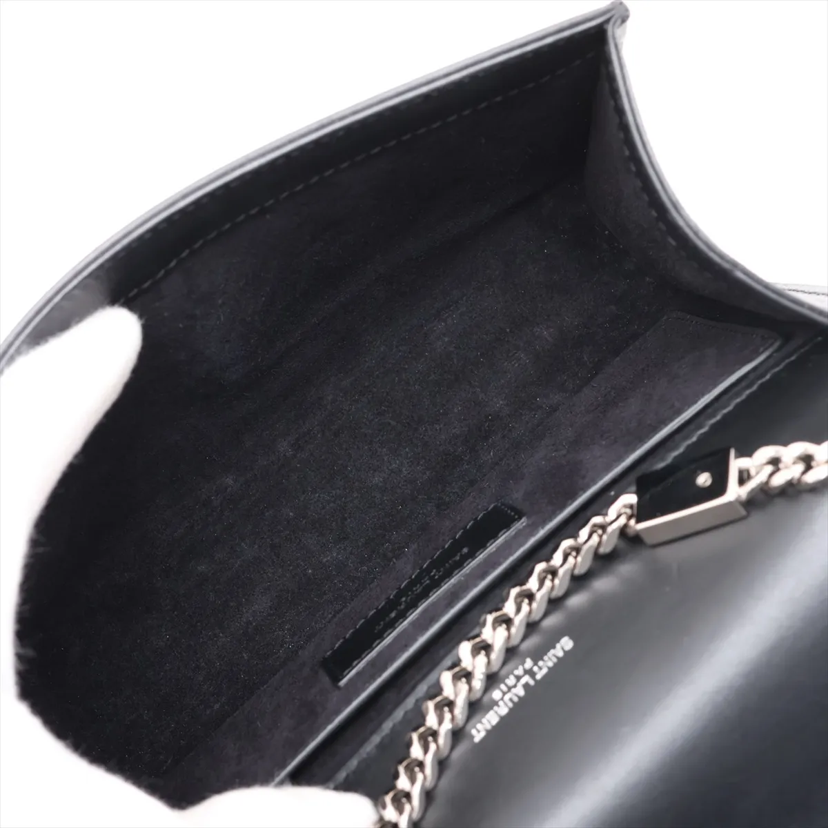 Classic Kate 474366 Leather Chain Shoulder Bag, Black — view 6