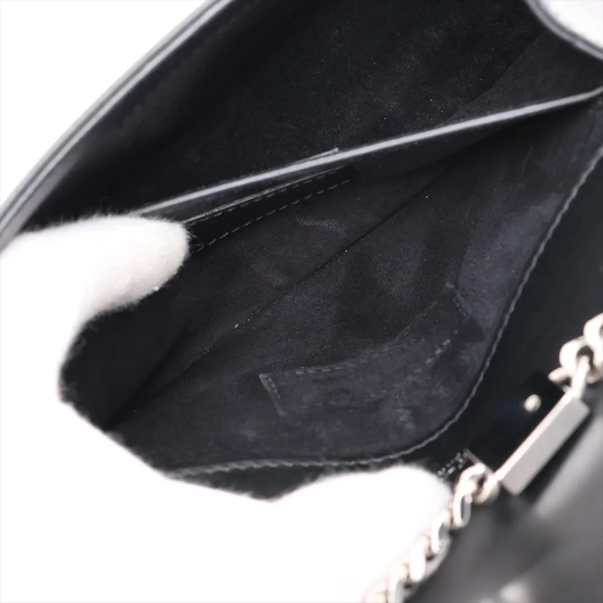 Classic Kate 474366 Leather Chain Shoulder Bag, Black — view 7
