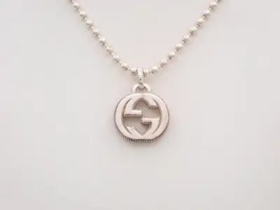 Interlocking G Silver Necklace, 925 Sterling Silver, 17.2g