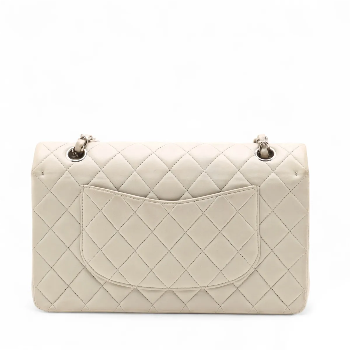 Matelasse 25 Lambskin Double Flap Double Chain Bag Beige Silver Hardware 6083700 6th Series A01112 — view 2