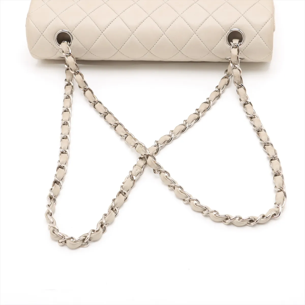 Matelasse 25 Lambskin Double Flap Double Chain Bag Beige Silver Hardware 6083700 6th Series A01112 — view 5