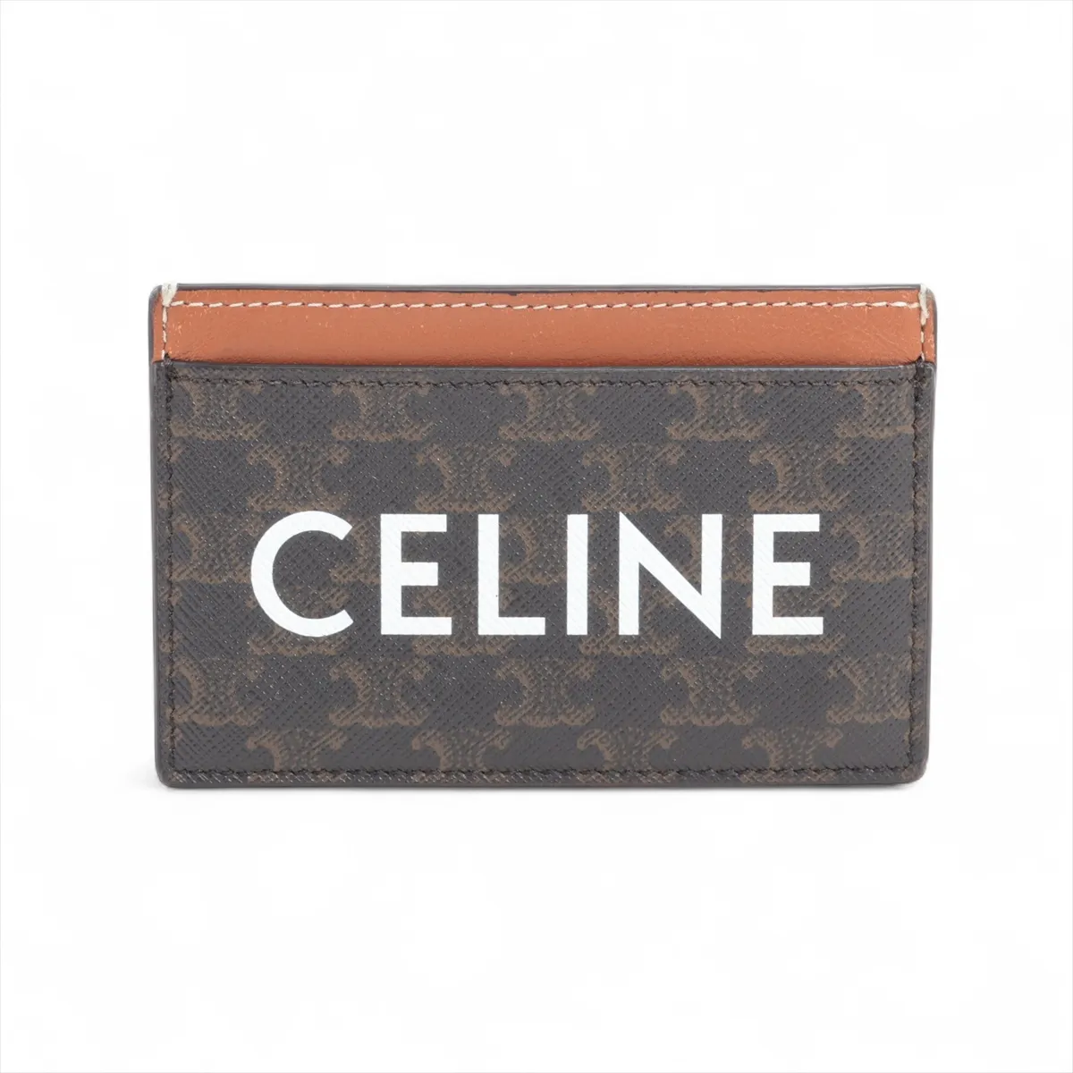 Triomphe Canvas Leather Card Case Brown