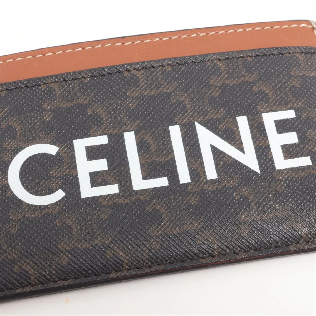 Triomphe Canvas Leather Card Case Brown — view 4