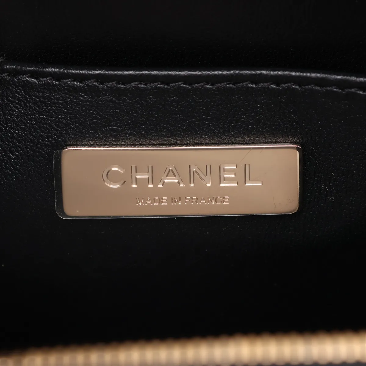 Matelassé Lambskin 2-Way Handbag, Black with Gold Hardware, X265K1PK, Random Plate — view 11