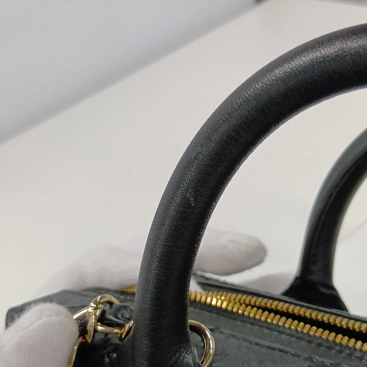 Matelassé Lambskin 2-Way Handbag, Black with Gold Hardware, X265K1PK, Random Plate — view 12