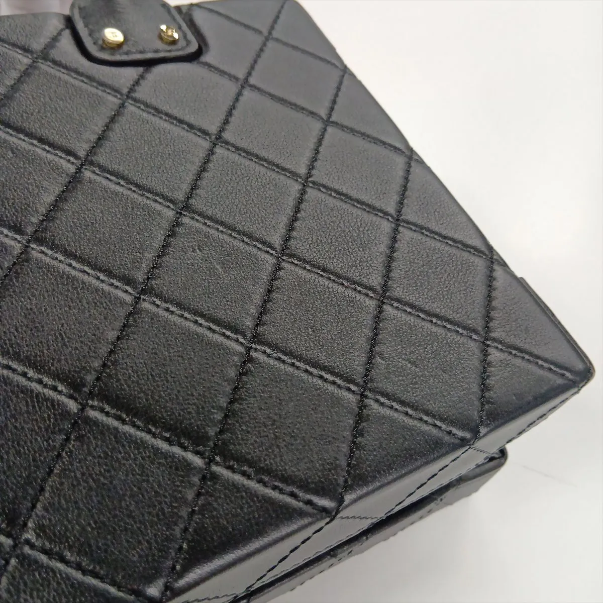 Matelassé Lambskin 2-Way Handbag, Black with Gold Hardware, X265K1PK, Random Plate — view 14