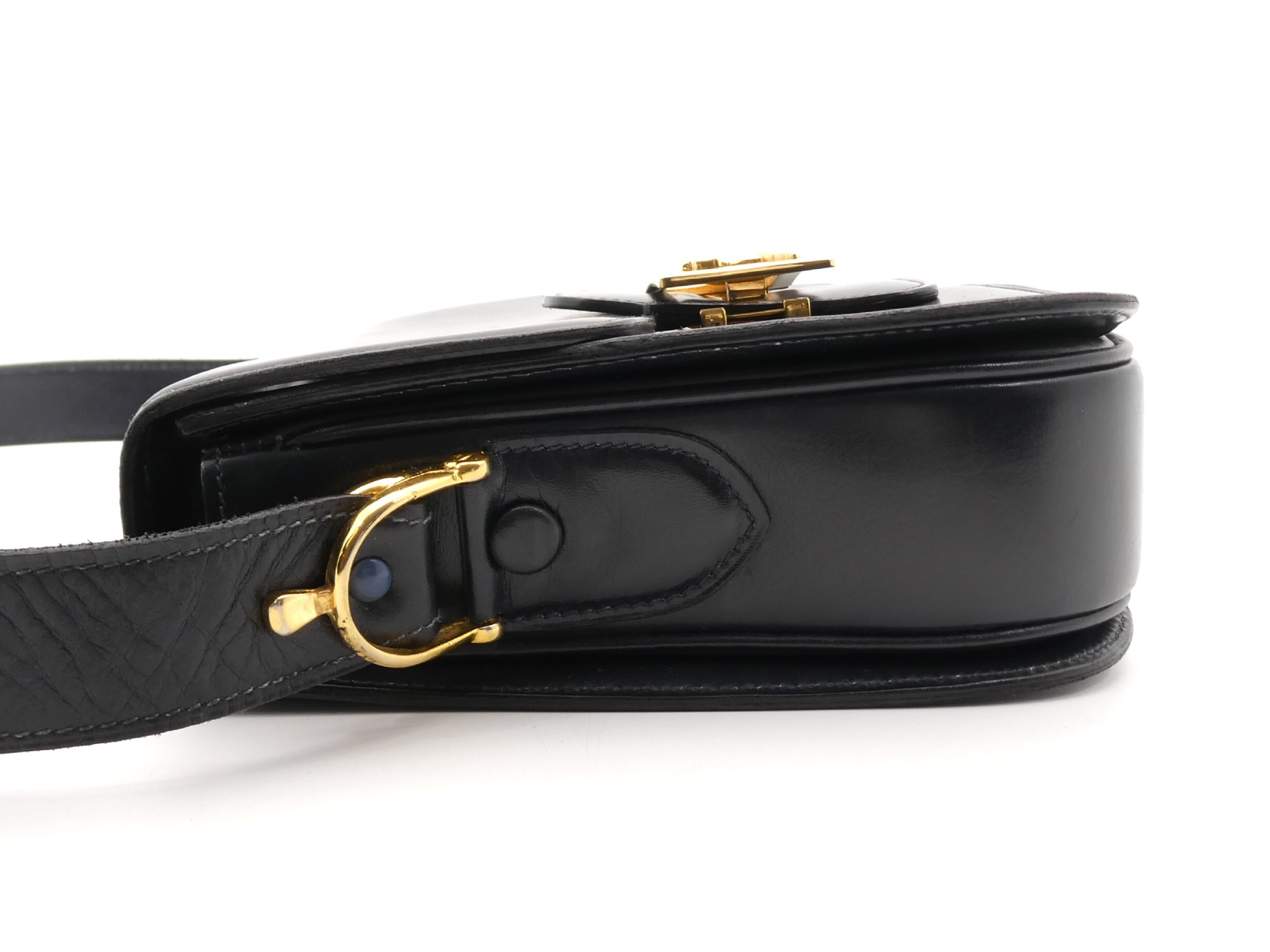 leather shoulder bag with carriage hardware — view 3