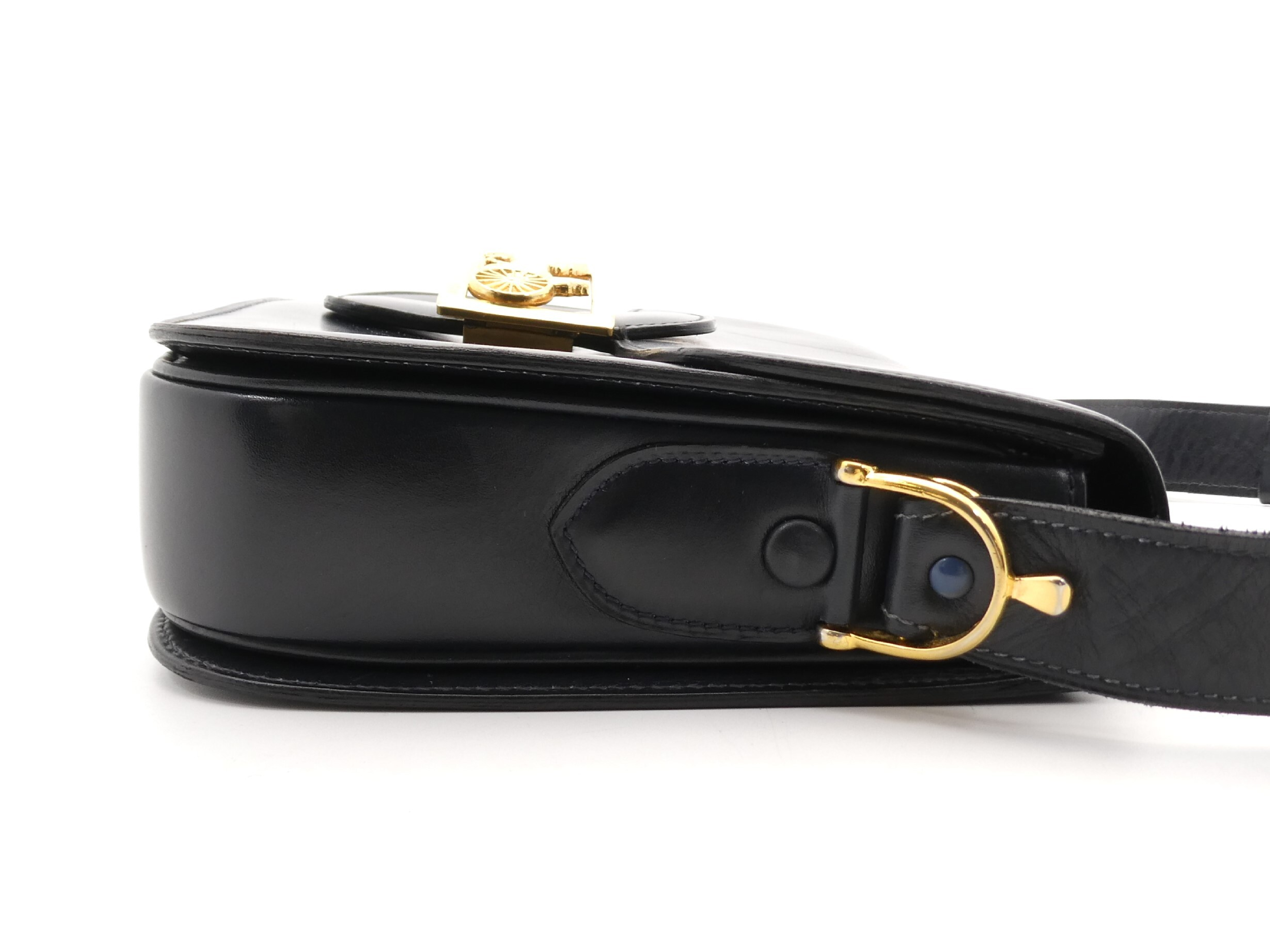 leather shoulder bag with carriage hardware — view 4