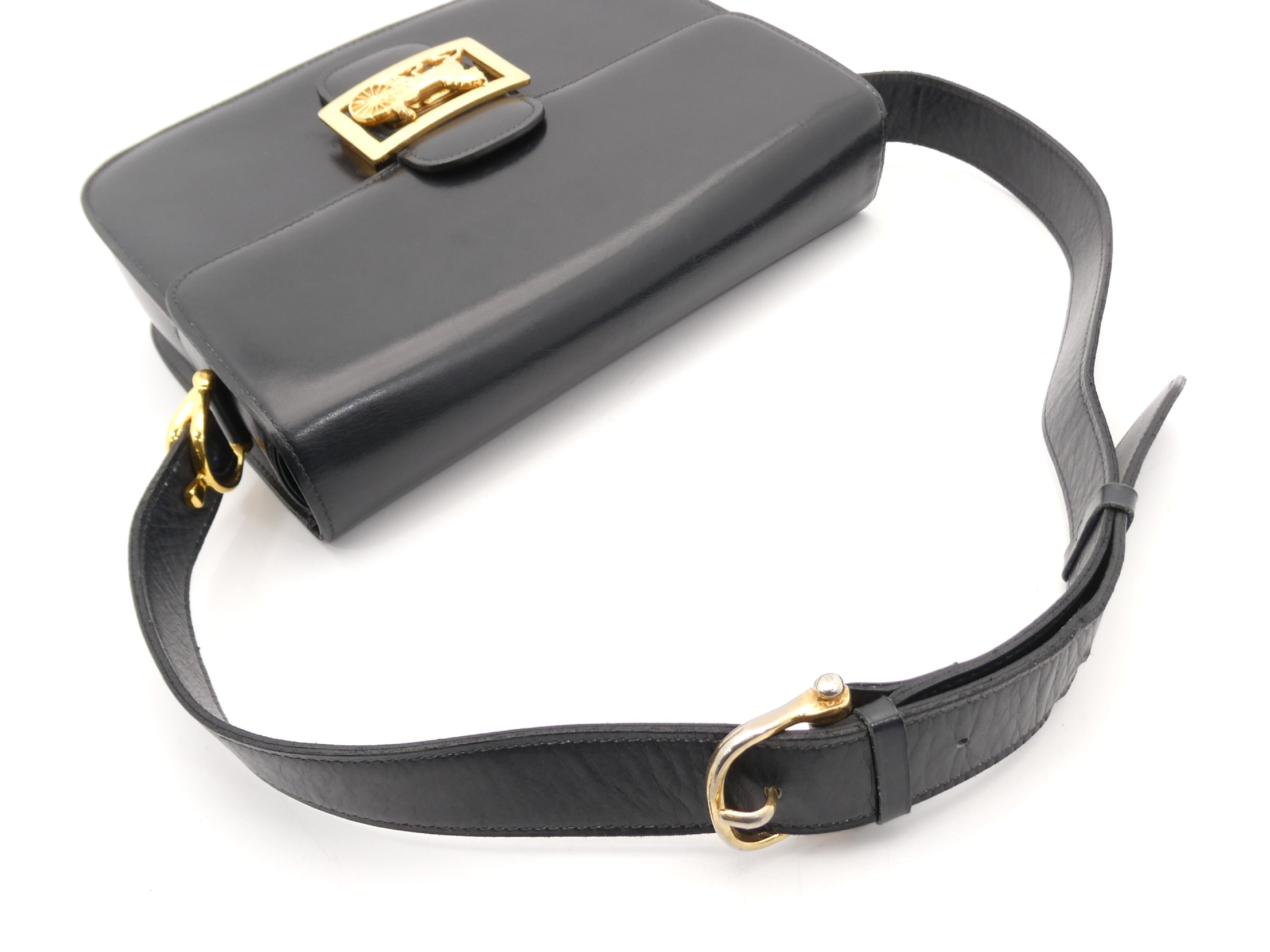 leather shoulder bag with carriage hardware — view 6