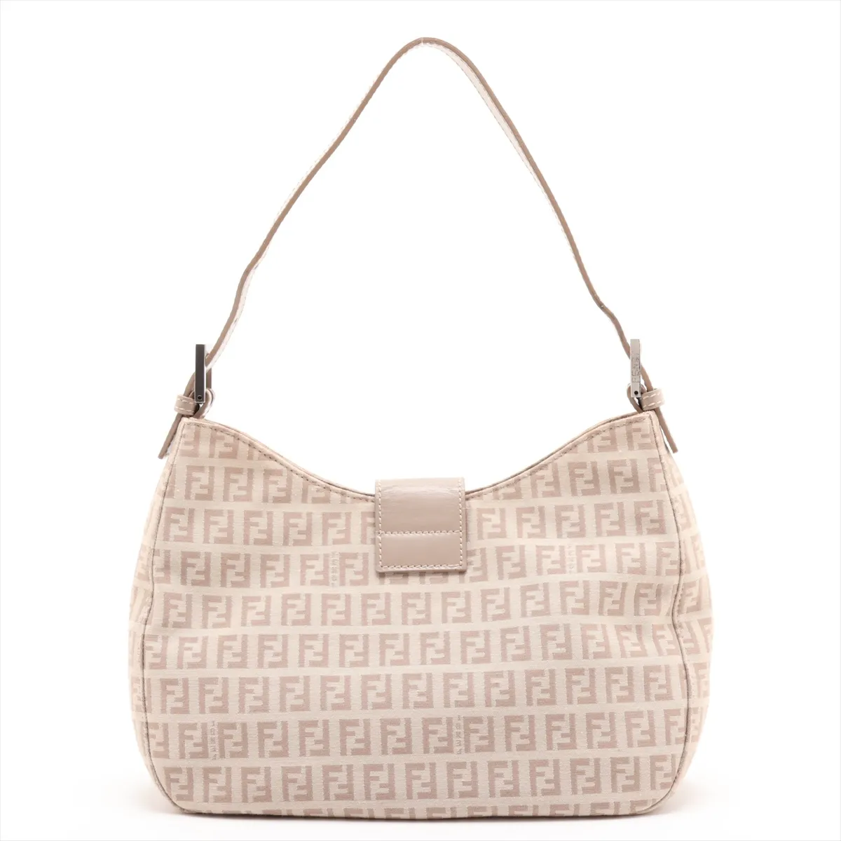 Zucchino Canvas x Leather Shoulder Bag, White, 8BR036 — view 2
