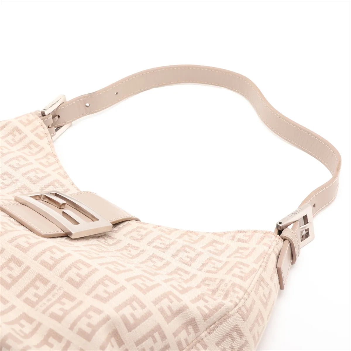 Zucchino Canvas x Leather Shoulder Bag, White, 8BR036 — view 5