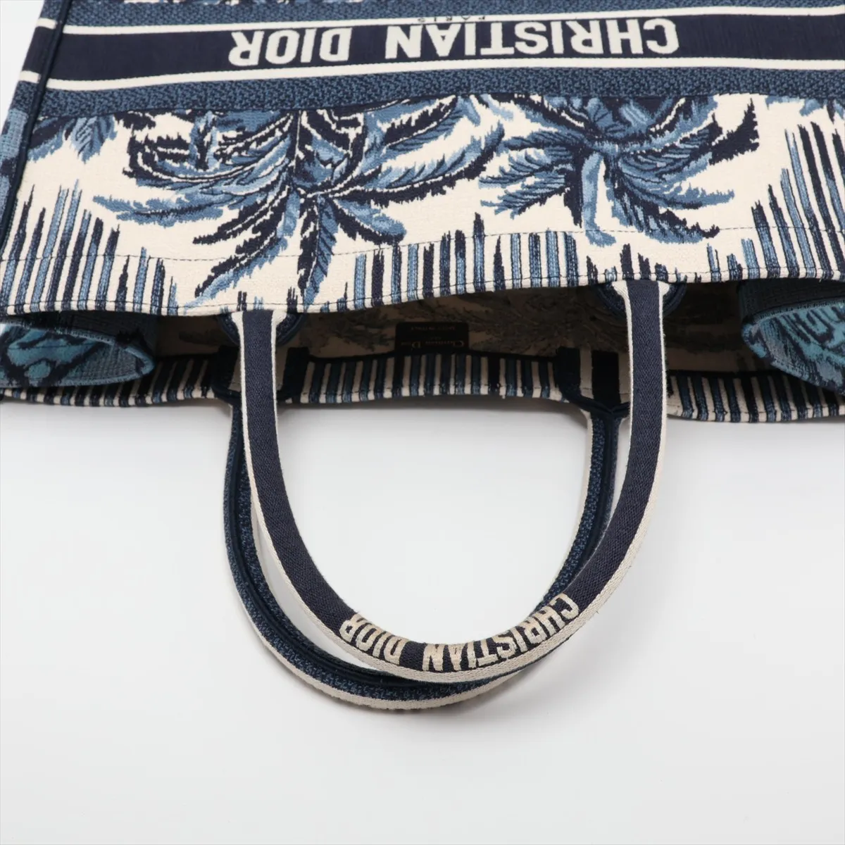 Oblique Book Tote Medium Canvas Tote Bag, Navy, Unsigned Guarantee Card — view 5