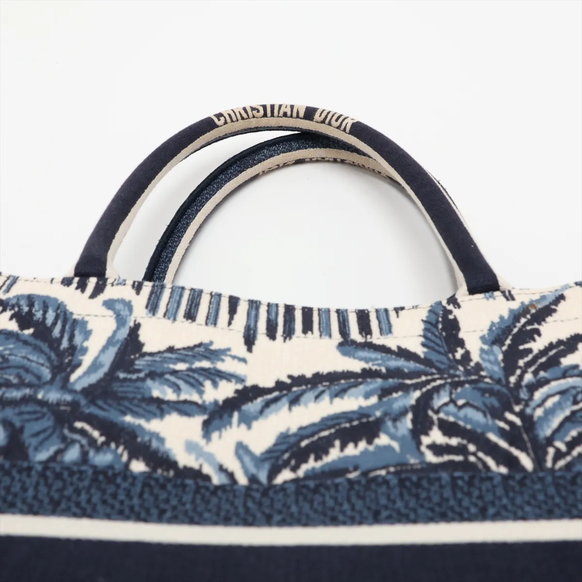 Oblique Book Tote Medium Canvas Tote Bag, Navy, Unsigned Guarantee Card — view 6