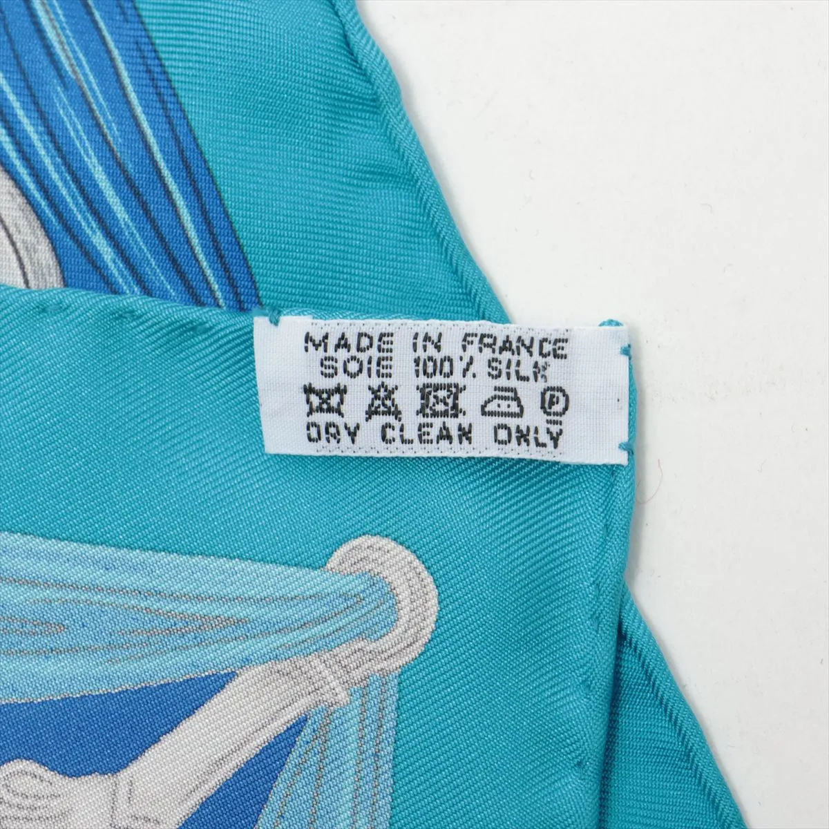 Carre 45 ETRIERS Armor Scarf, Silk, Blue. Shows signs of wear, — view 7