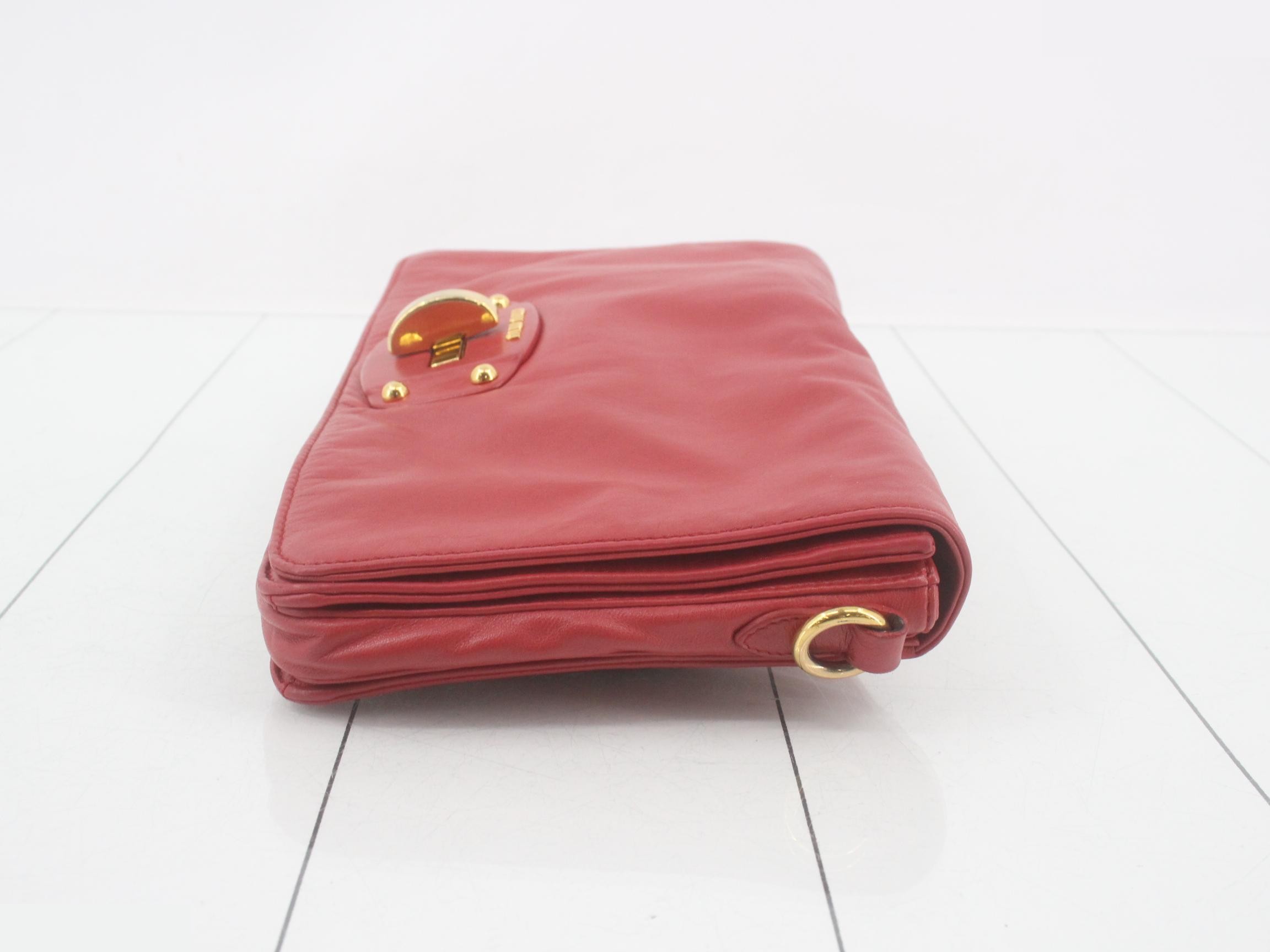 Padlock Shoulder Bag, Sacoche, Leather, Red — view 3