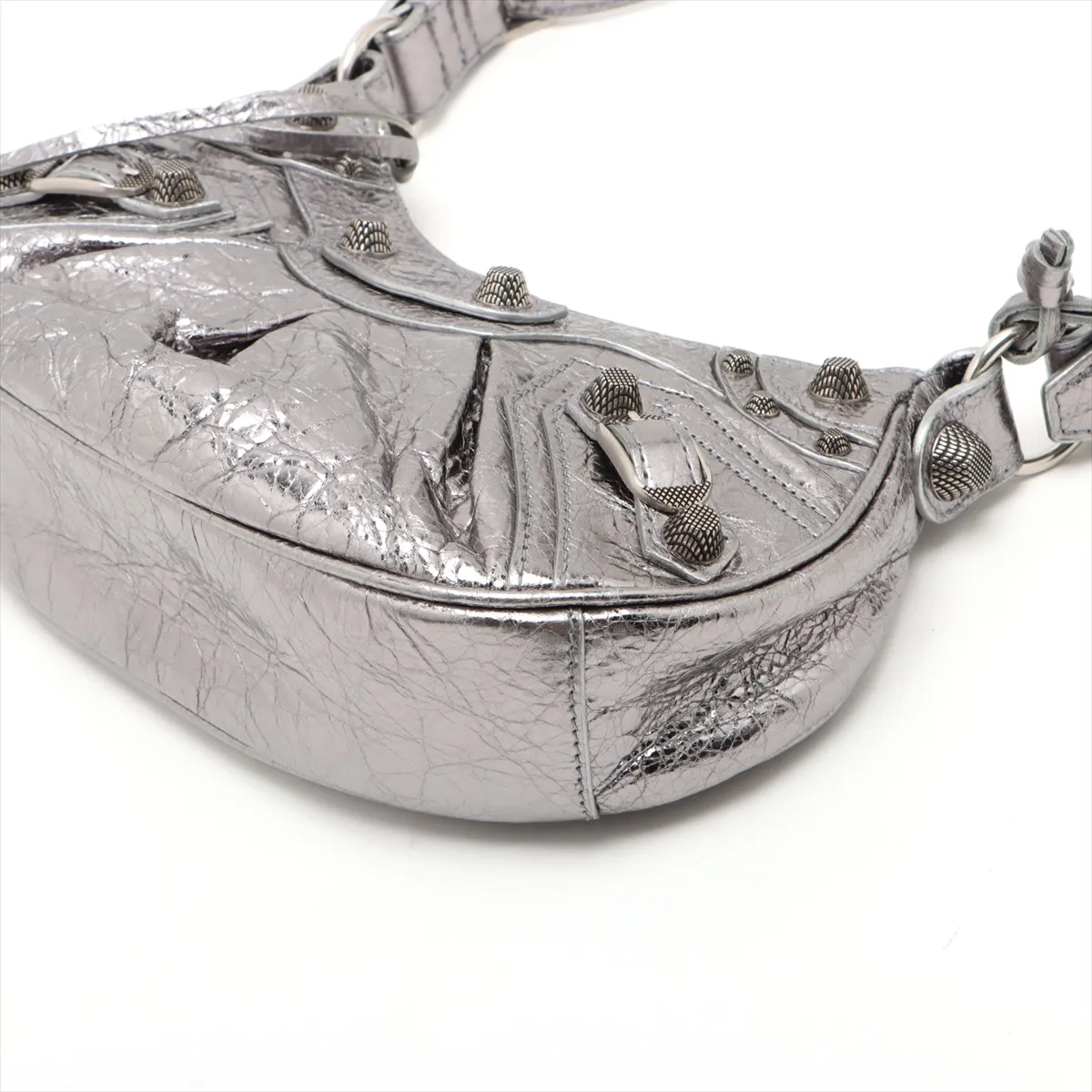 Luka Gol XS Leather Shoulder Bag Silver 671309 with Mirror — view 3