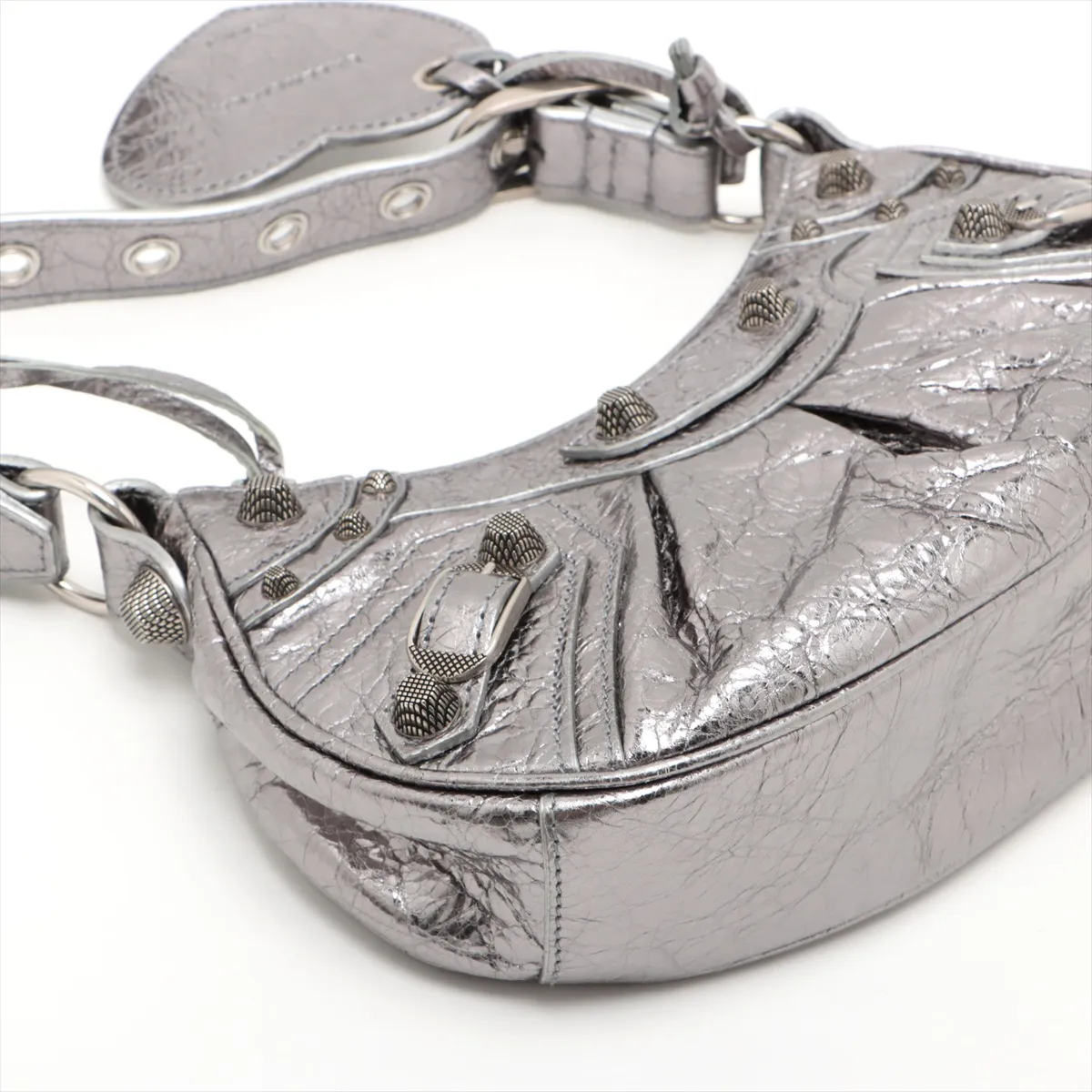 Luka Gol XS Leather Shoulder Bag Silver 671309 with Mirror — view 4