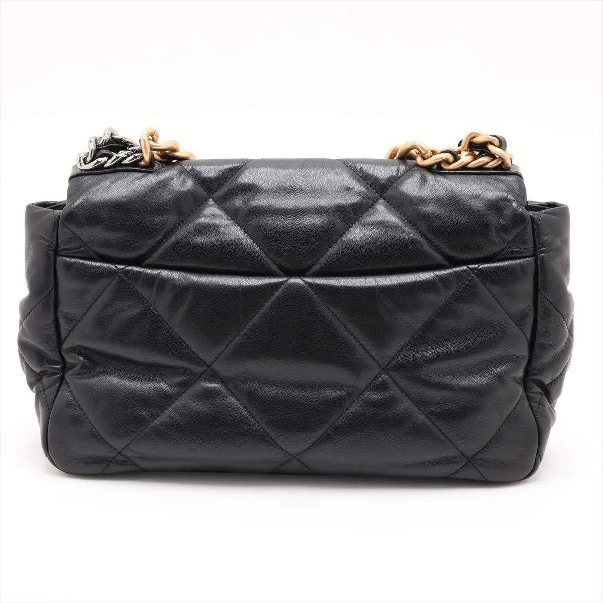 19 Large Lambskin Chain Shoulder Bag, Black with Gold and Silver Hardware, 29178599, Serial Number 29, AS1161 — view 2