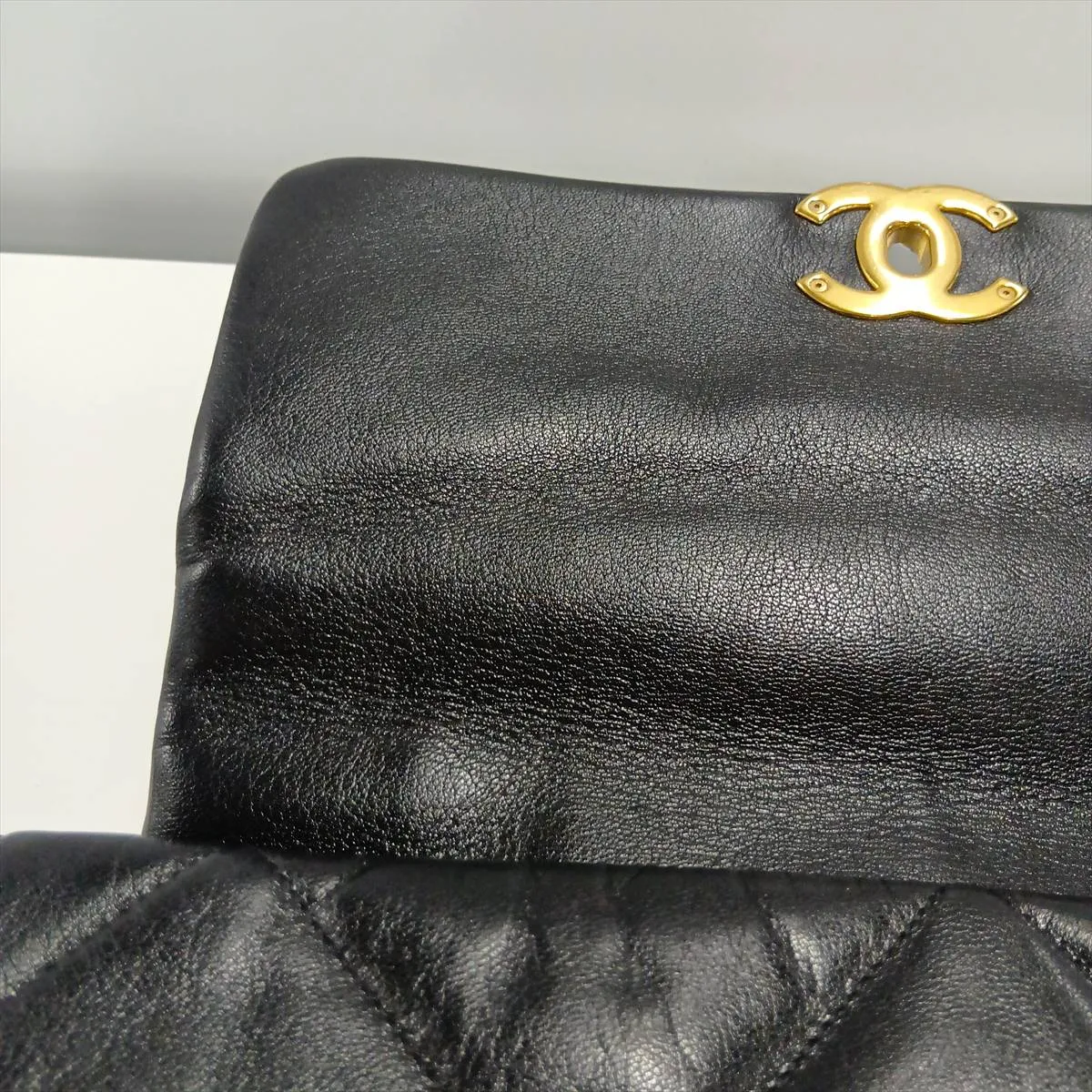 19 Large Lambskin Chain Shoulder Bag, Black with Gold and Silver Hardware, 29178599, Serial Number 29, AS1161 — view 13