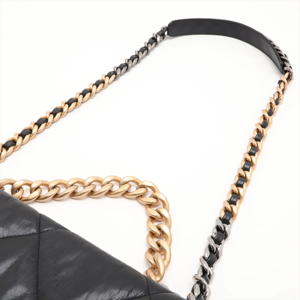 19 Large Lambskin Chain Shoulder Bag, Black with Gold and Silver Hardware, 29178599, Serial Number 29, AS1161 — view 5
